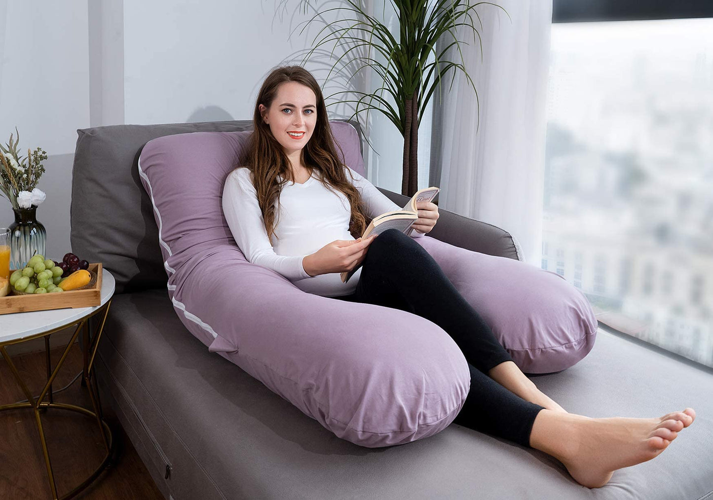 MeiZ Full Body Pregnancy Pillow — Grey