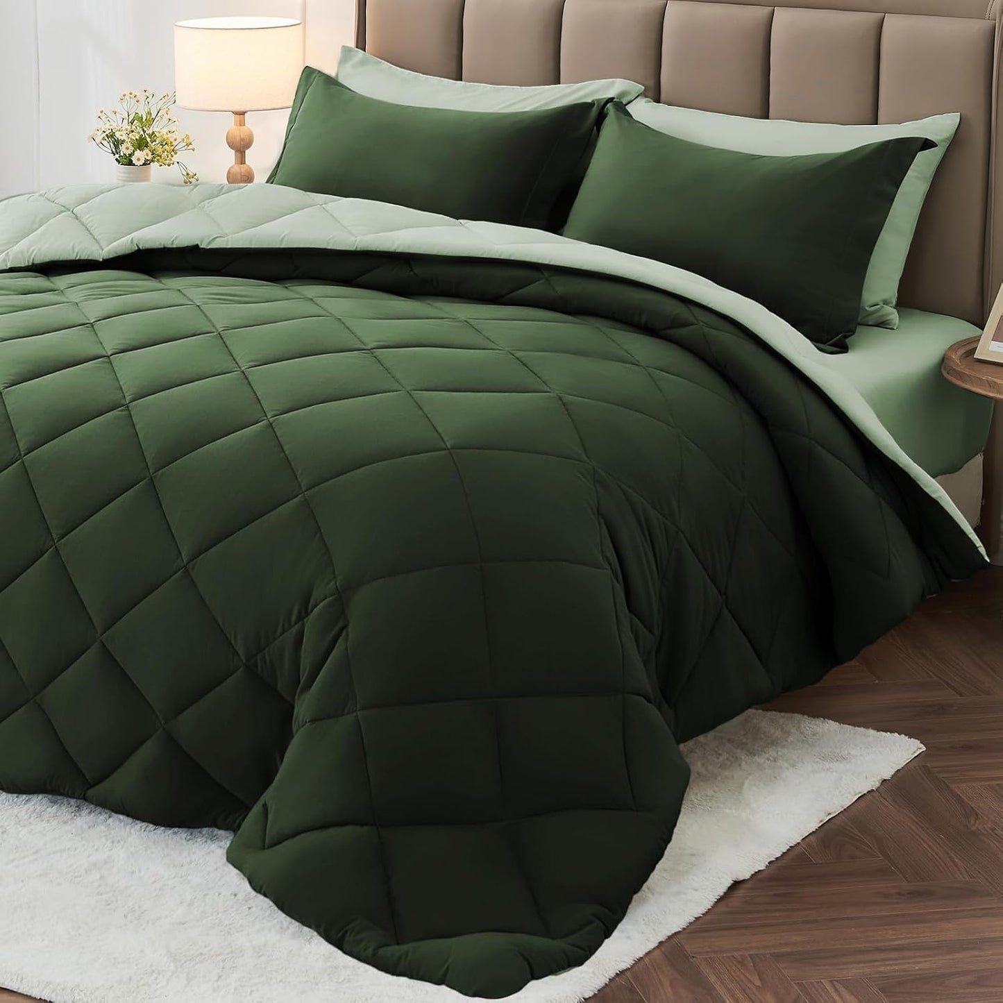 MUXHOMO Reversible Comforter Set — Red & Black, Queen