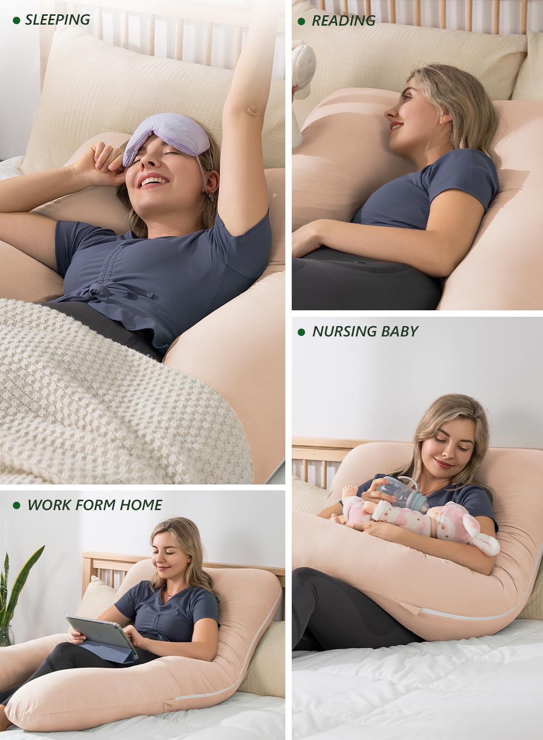 MeiZ Full Body Pregnancy Pillow — Grey