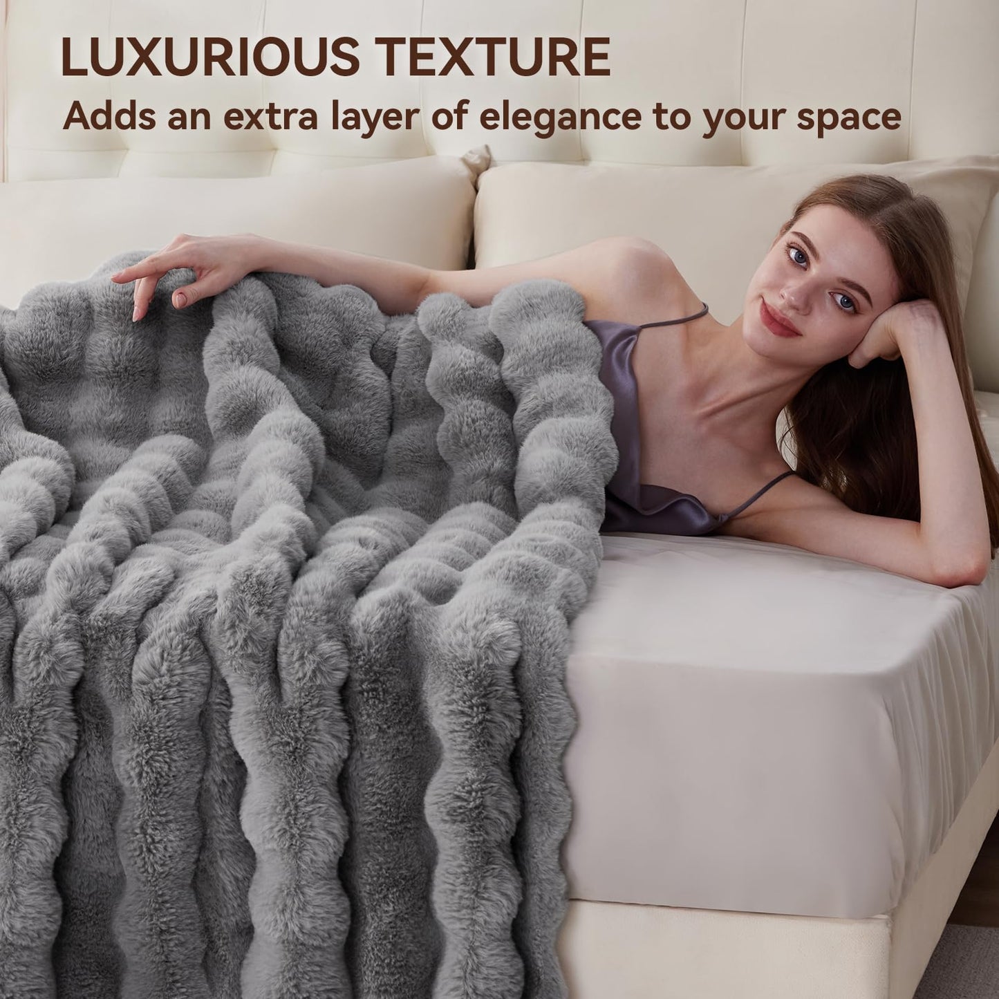 Anysay Faux Fur Throw Blanket — Tie-Dye Grey