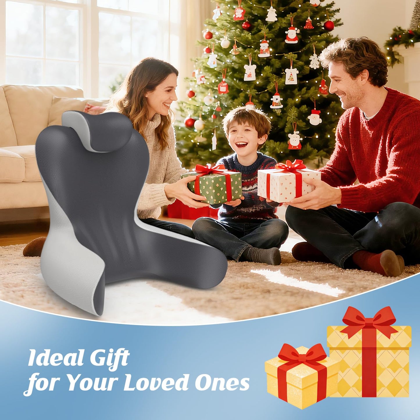 Bed Rest Reading Pillow — Grey & Dark Grey