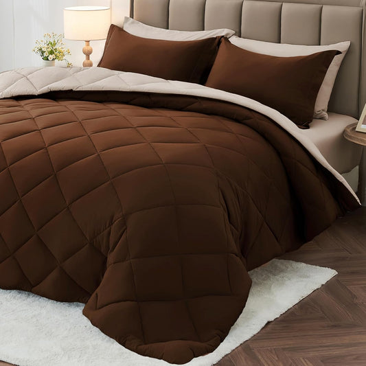 MUXHOMO Reversible Comforter Set — Red & Black, Queen