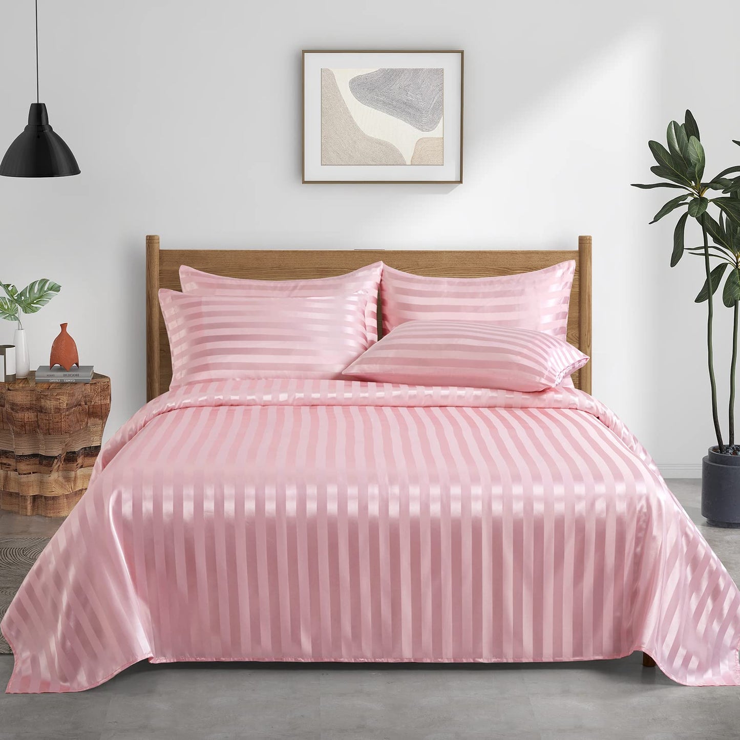 P Pothuiny Satin Sheet Set — Burgundy, Queen