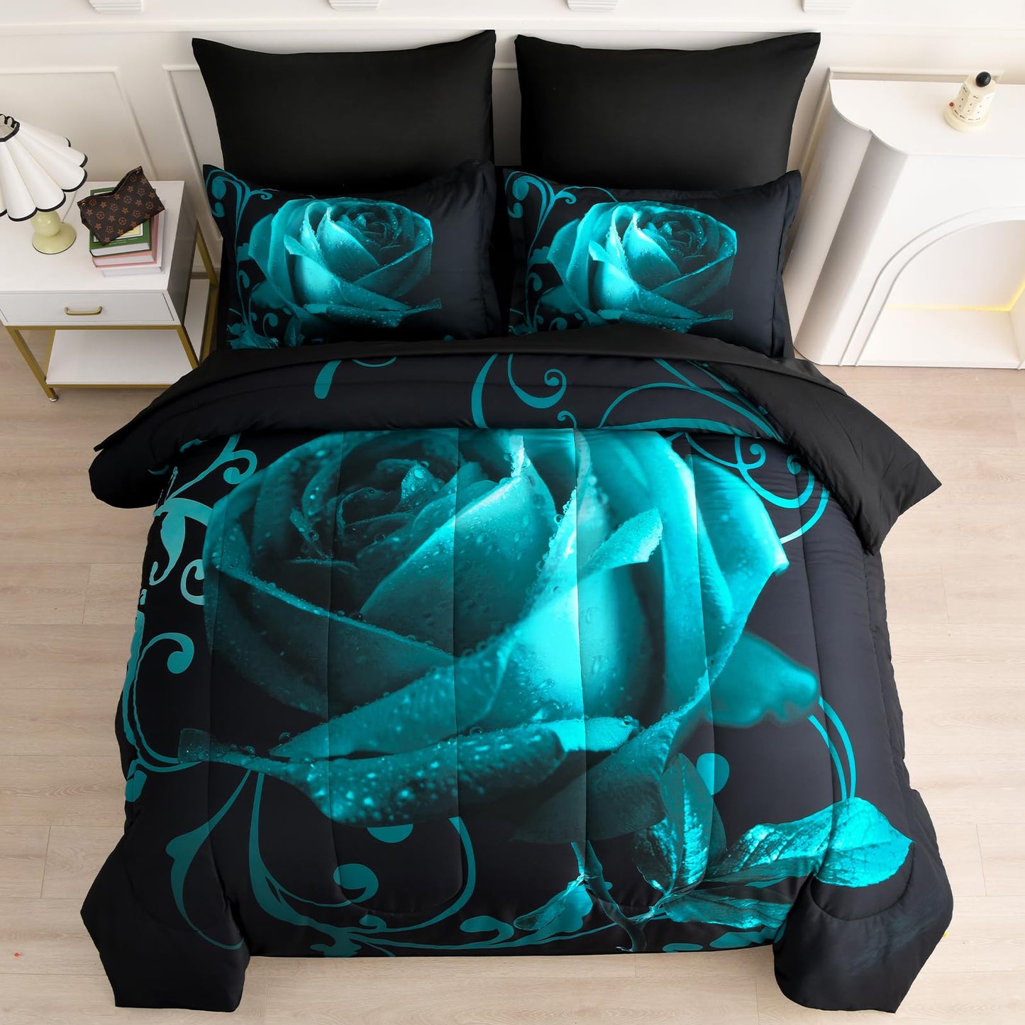 WONGS BEDDING Rose Comforter Set — Red, Queen