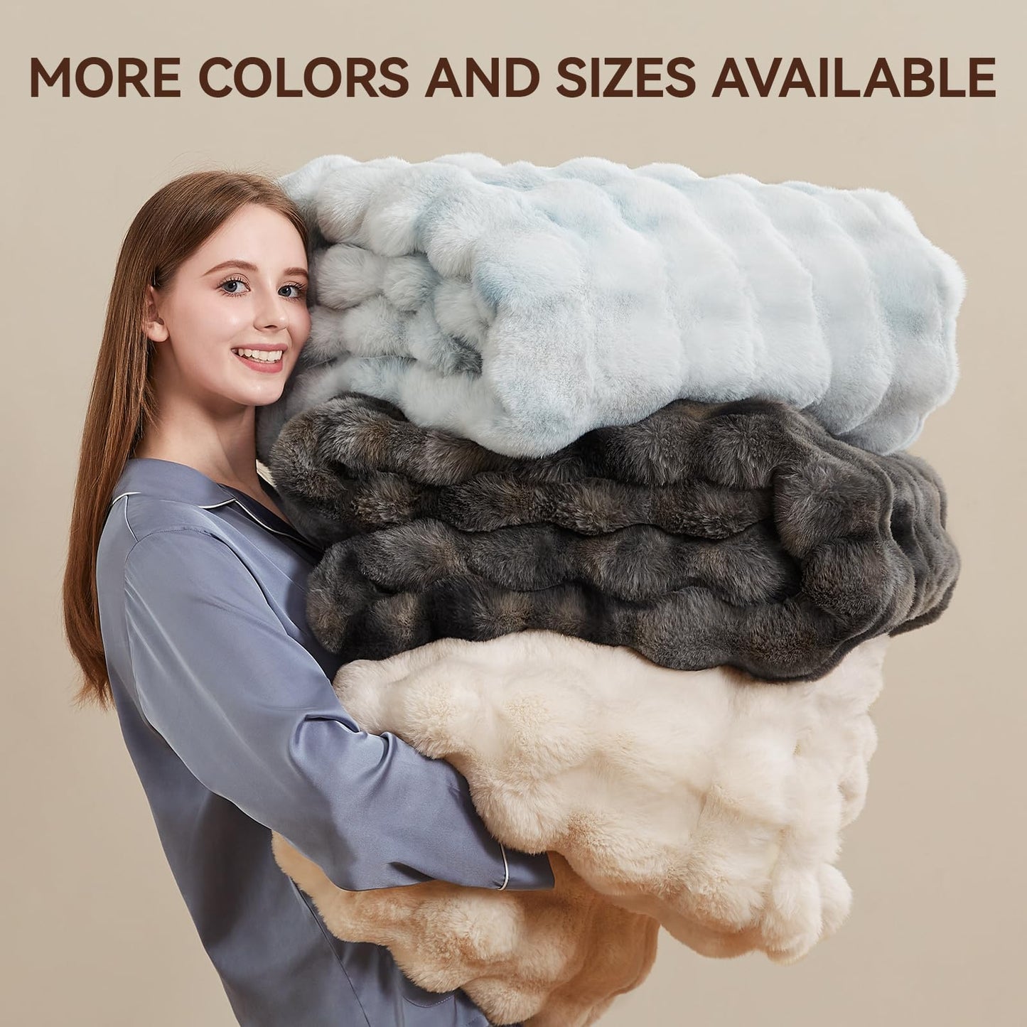 Anysay Faux Fur Throw Blanket — Tie-Dye Grey