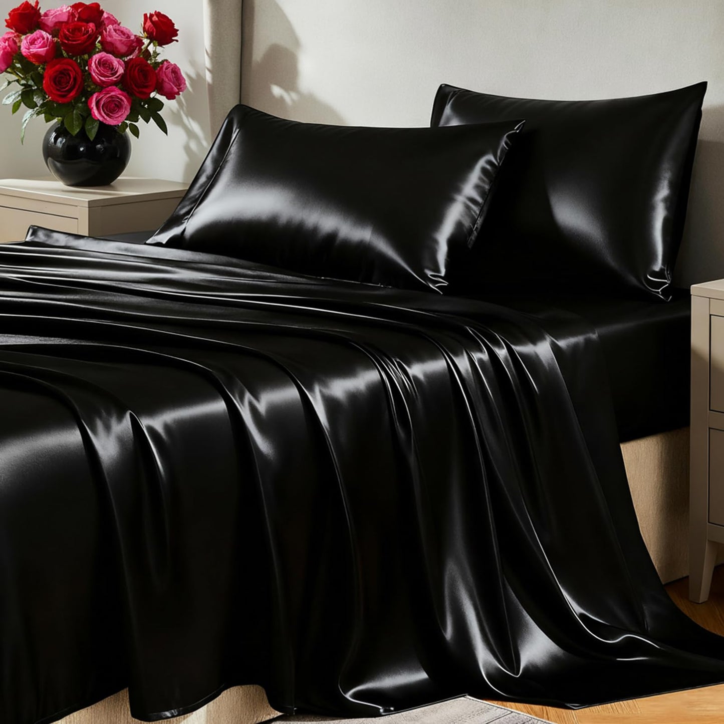 CozyLux Satin Sheet Set — Brown