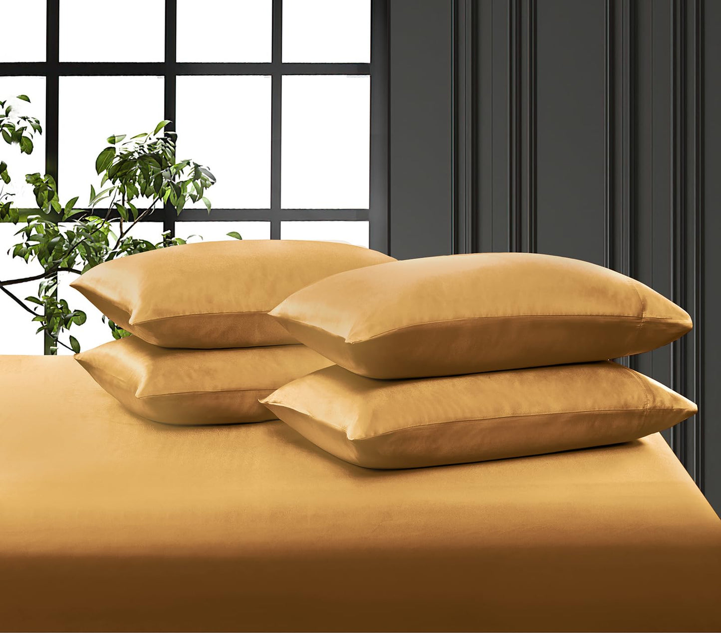 P Pothuiny Satin Sheet Set — Burgundy, Queen