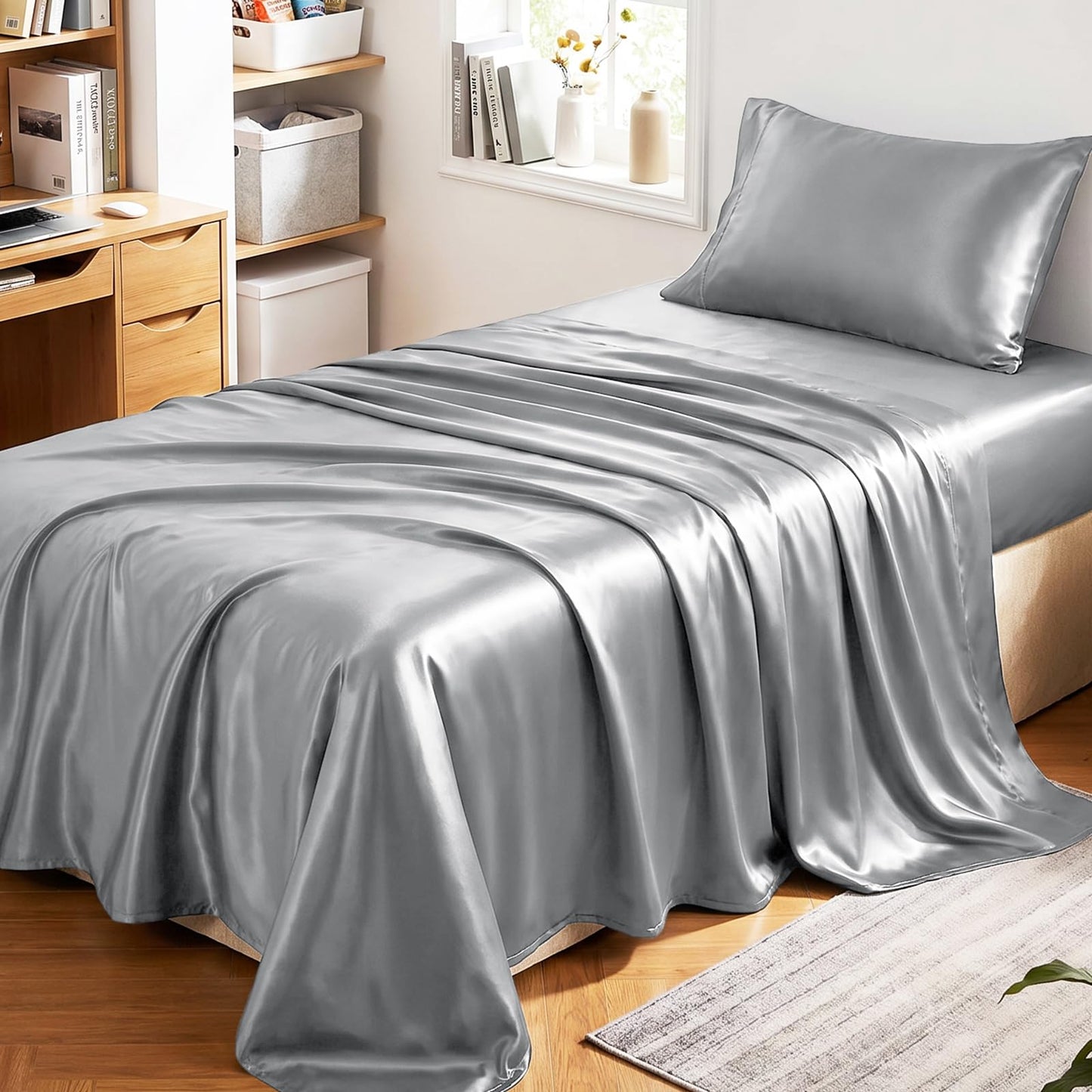 CozyLux Satin Sheet Set — Brown