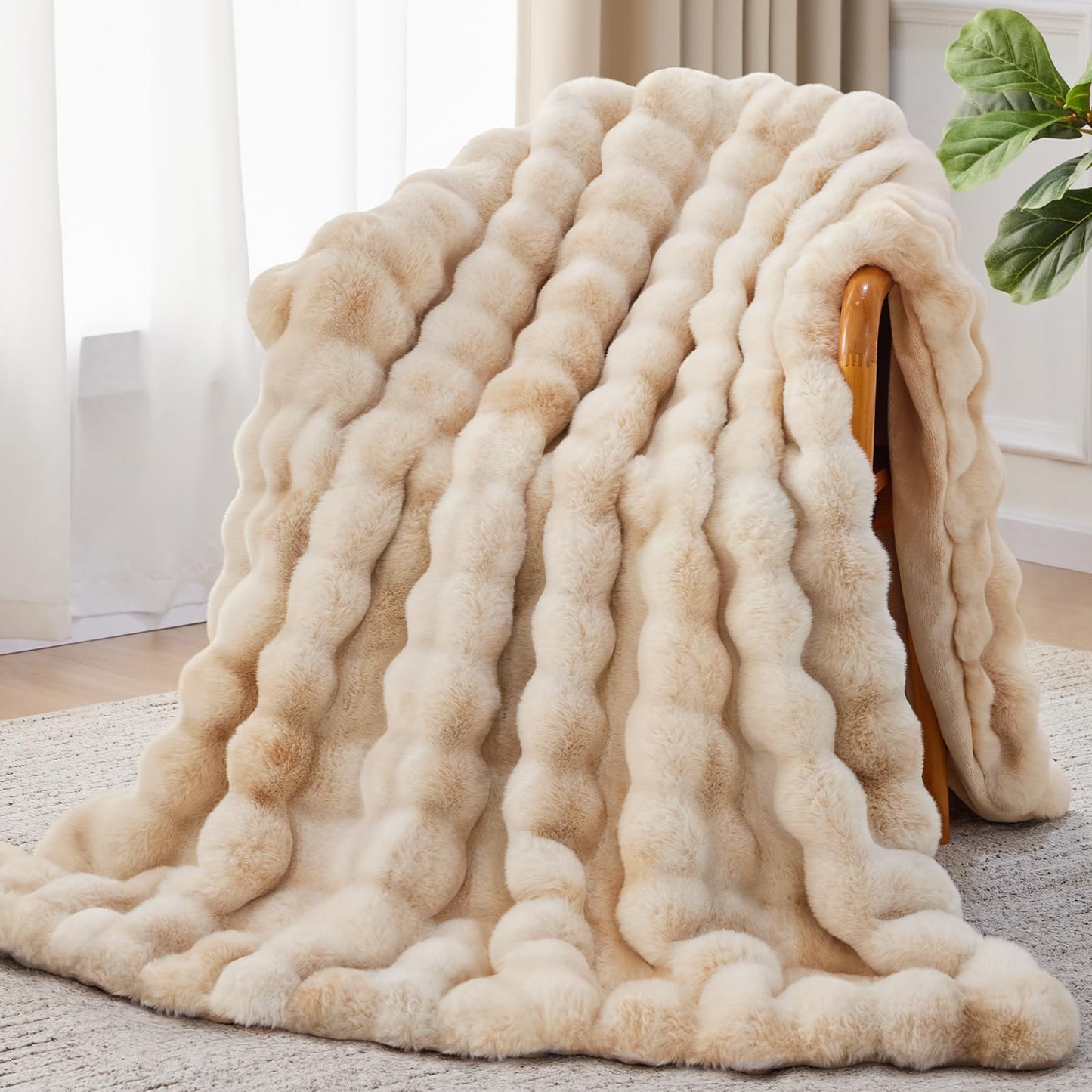 Anysay Faux Fur Throw Blanket — Tie-Dye Grey