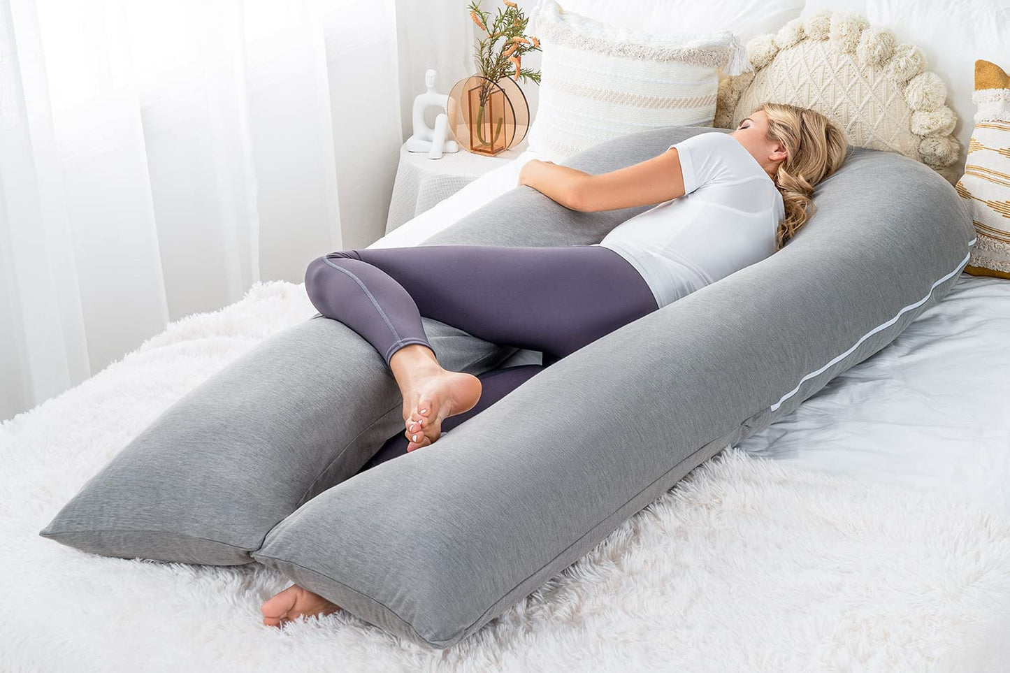 MeiZ Full Body Pregnancy Pillow — Grey