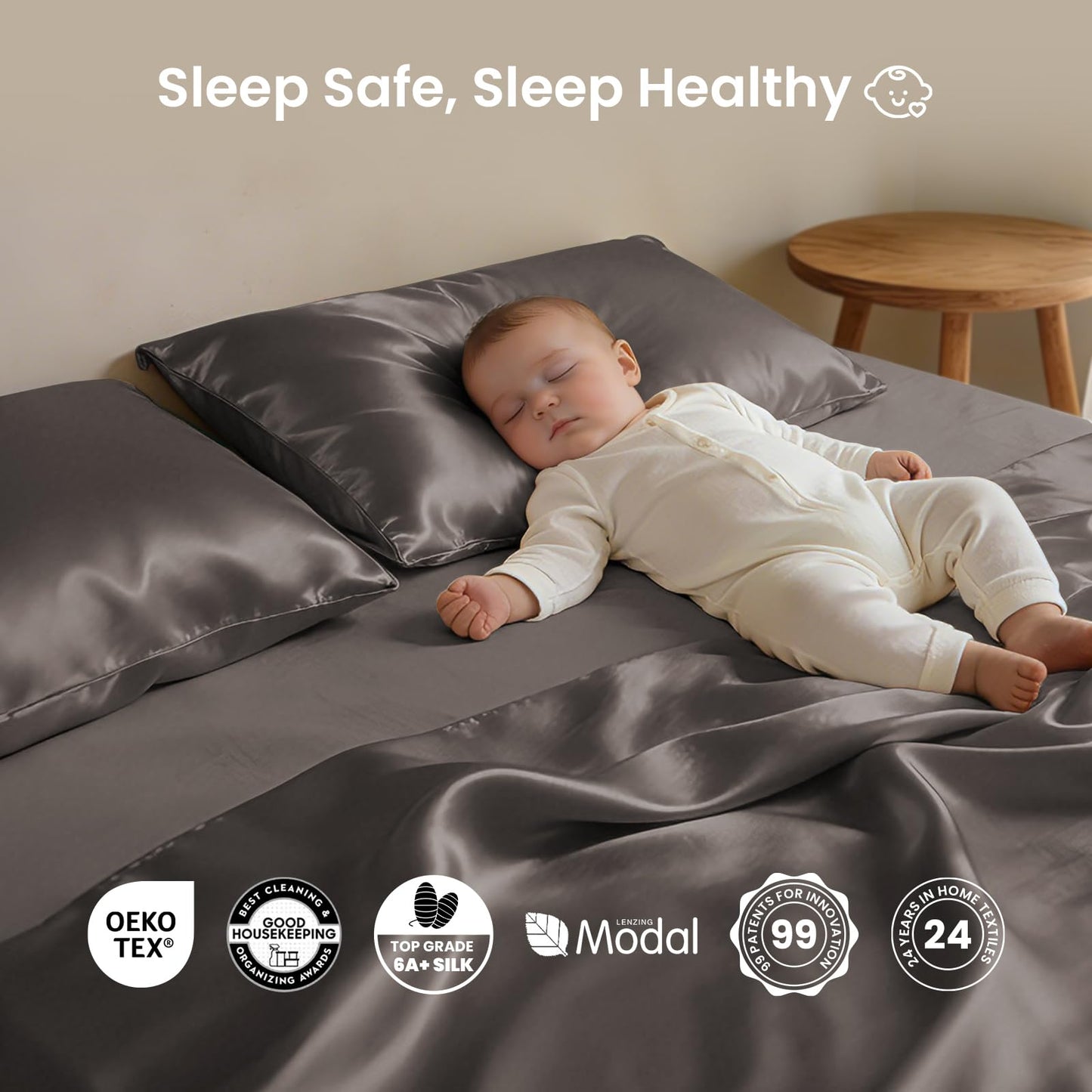 THXSILK Mulberry Silk Sheets — Queen, Black