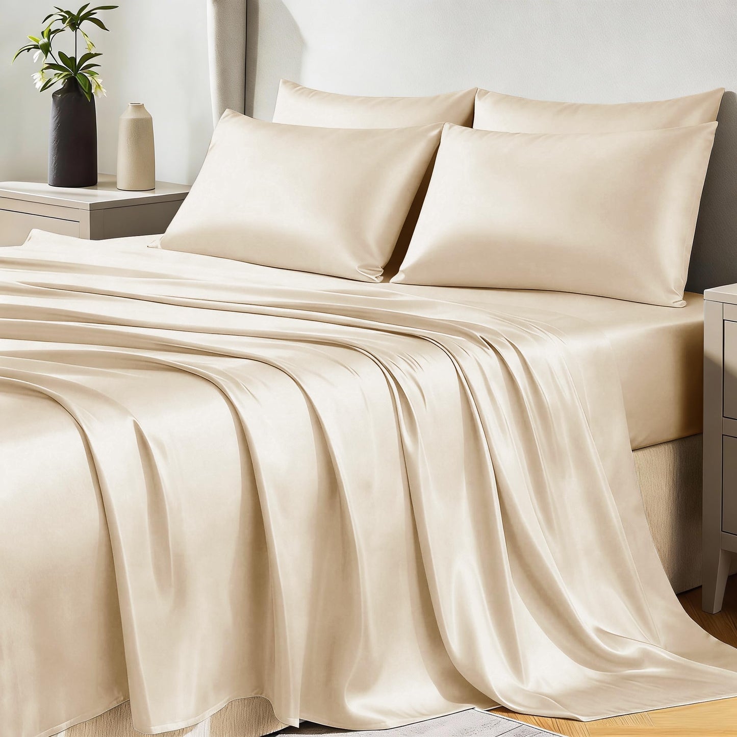 CozyLux Satin Sheet Set — Brown