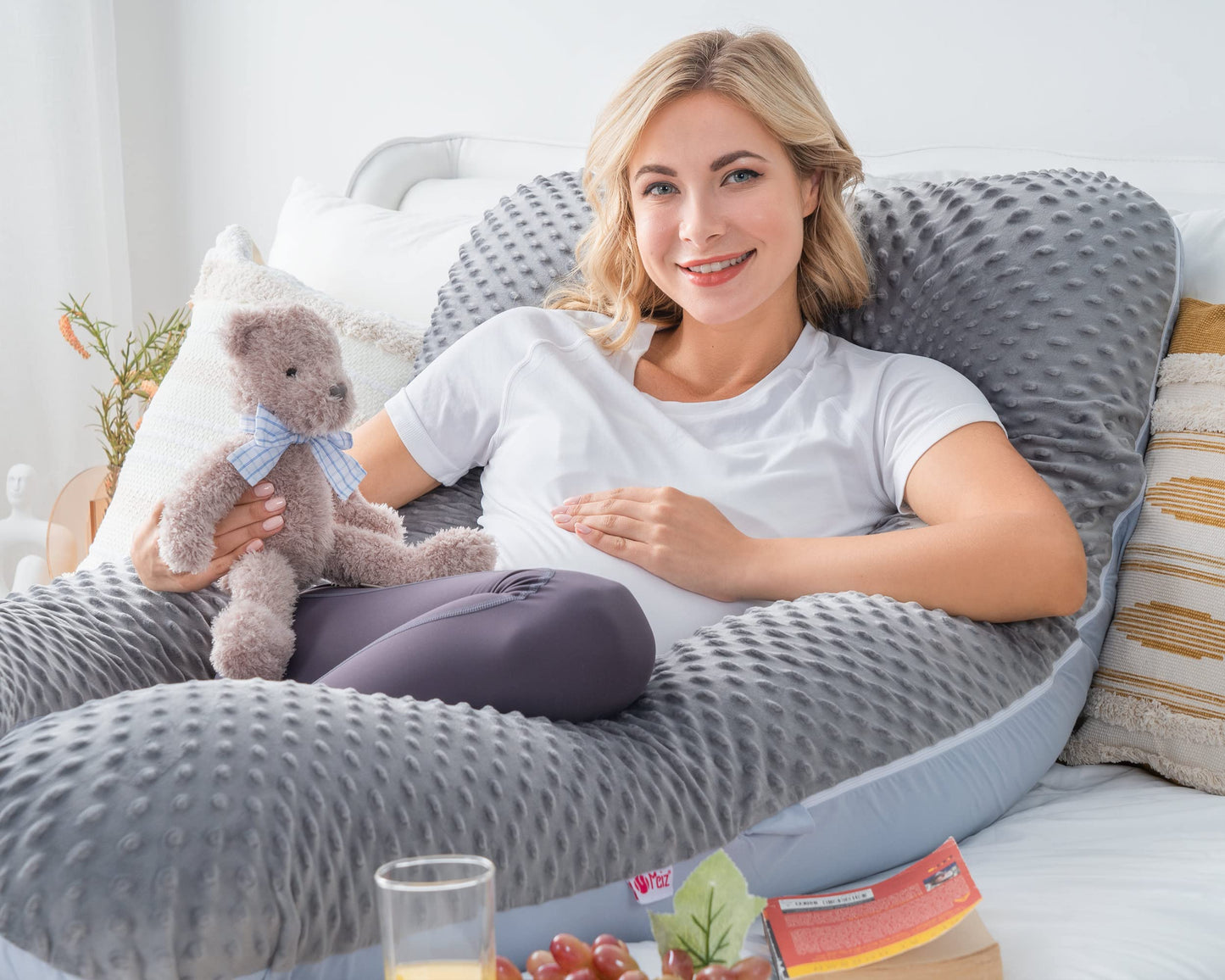 MeiZ Full Body Pregnancy Pillow — Grey