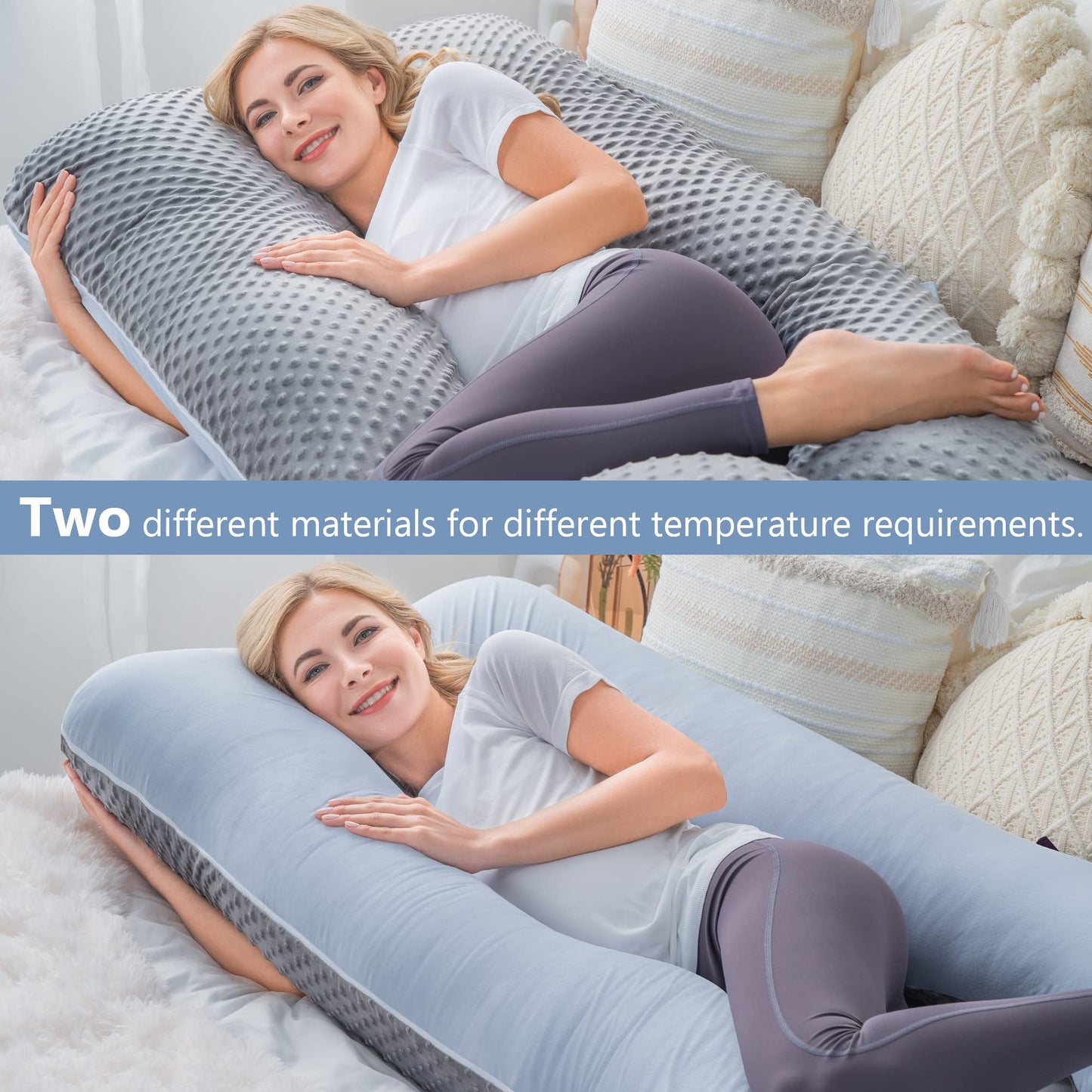 MeiZ Full Body Pregnancy Pillow — Grey