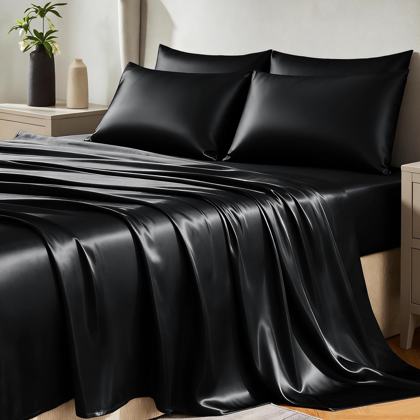 CozyLux Satin Sheet Set — Brown