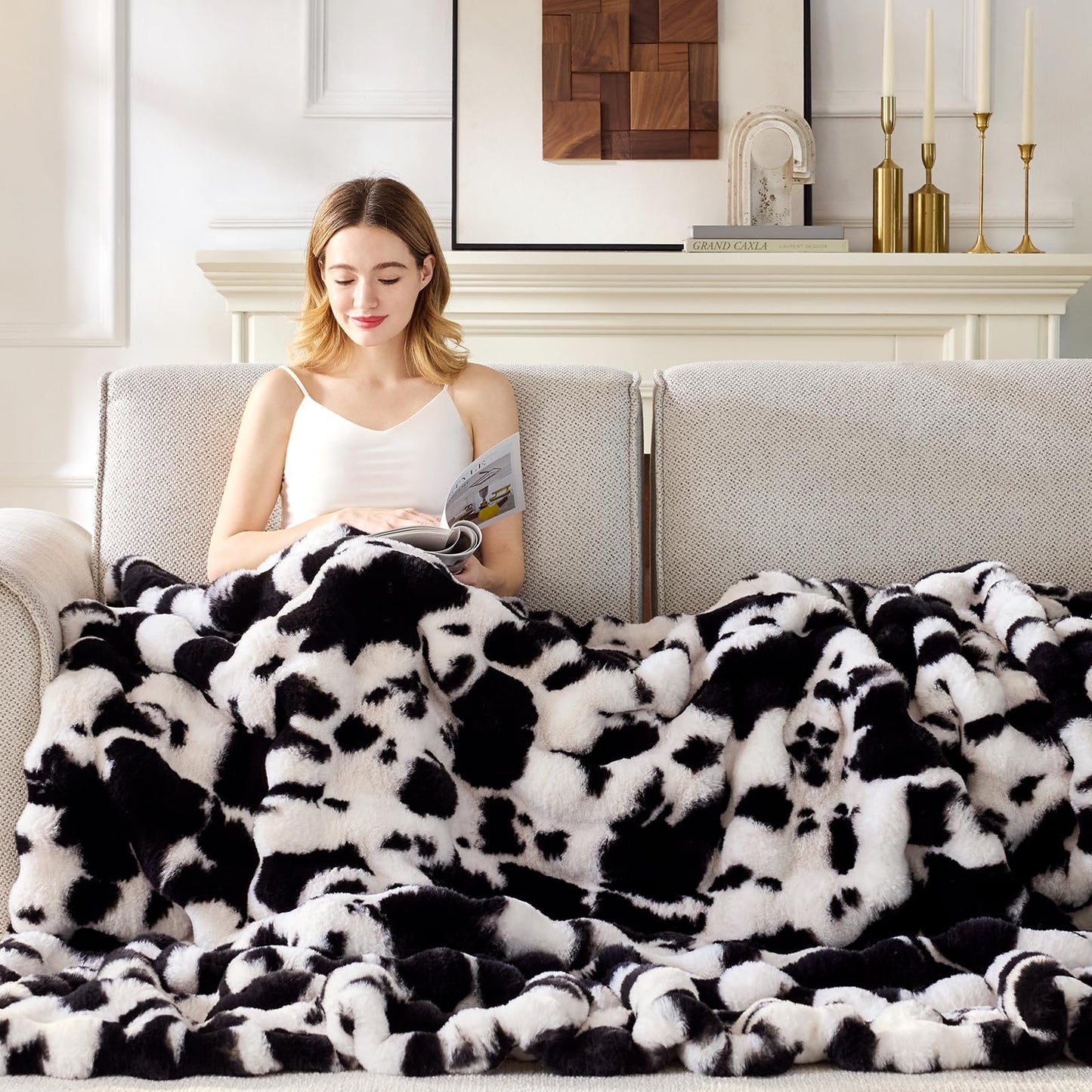 Anysay Faux Fur Throw Blanket — Tie-Dye Grey