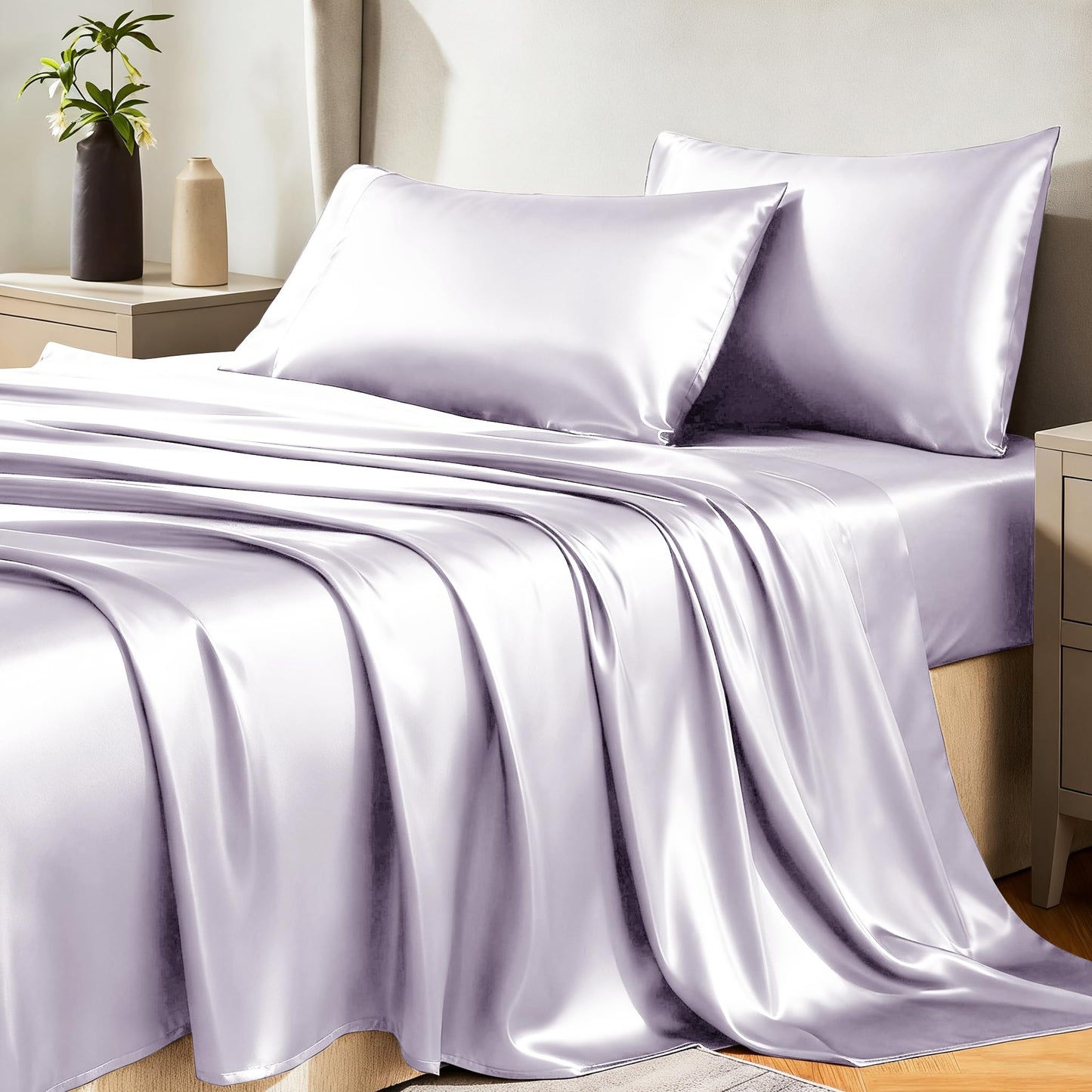 CozyLux Satin Sheet Set — Brown