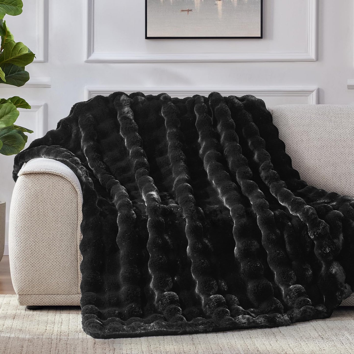 Anysay Faux Fur Throw Blanket — Tie-Dye Grey