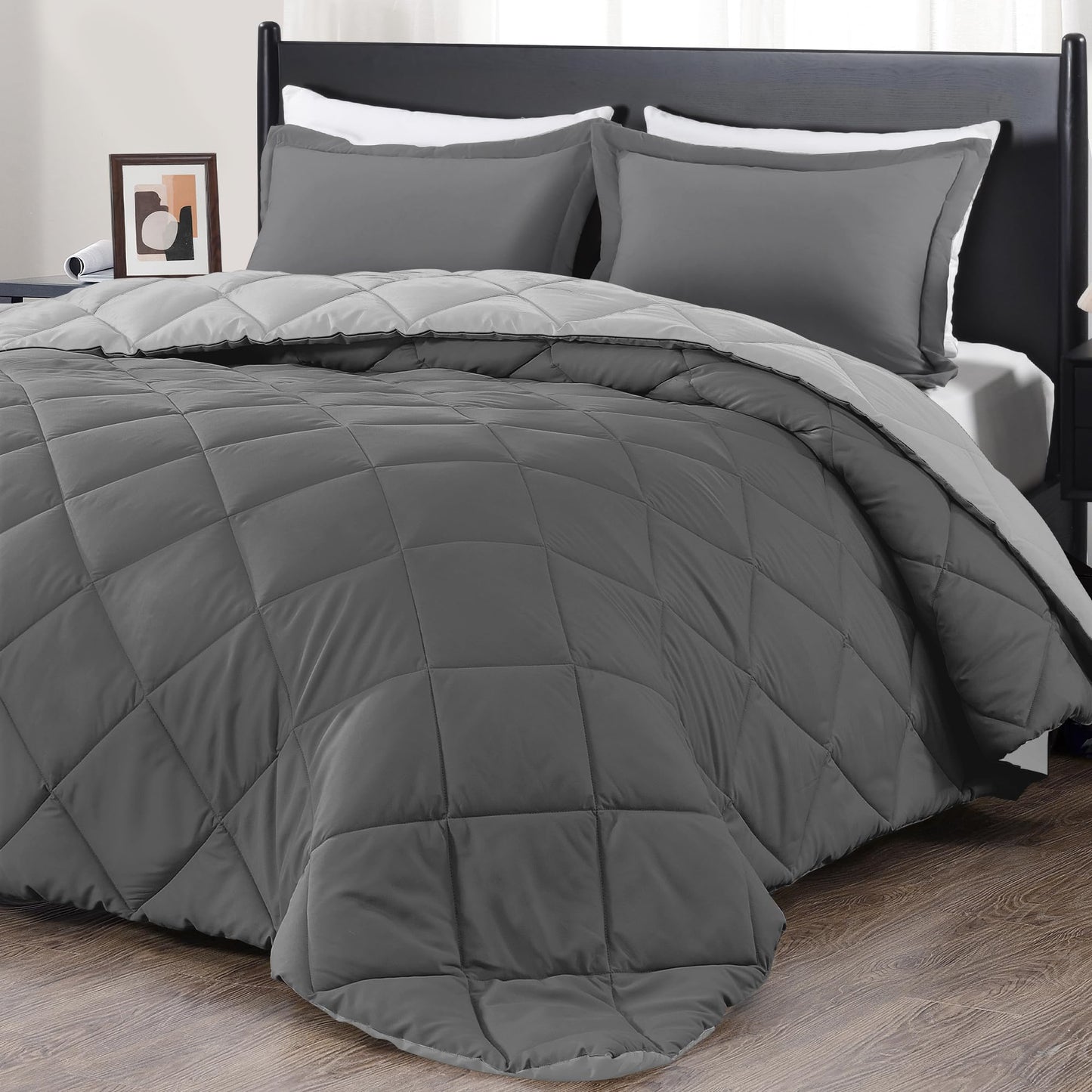 downluxe Comforter Set — Red & Black, King