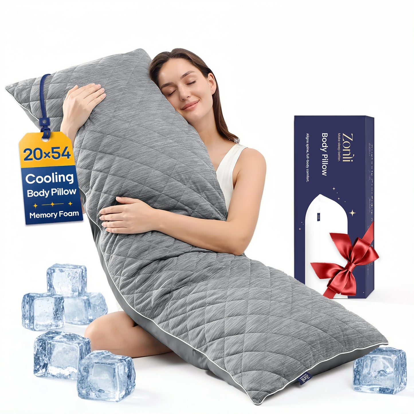 Zonli Cooling Body Pillow — Grey