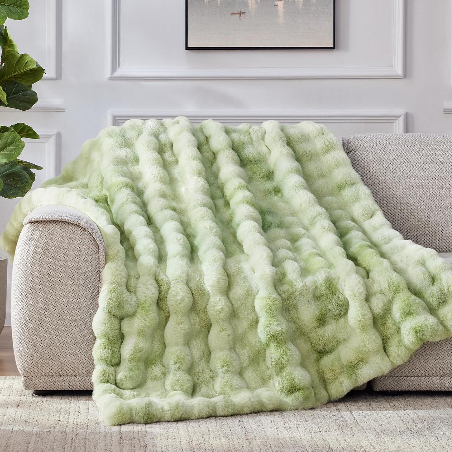 Anysay Faux Fur Throw Blanket — Tie-Dye Grey