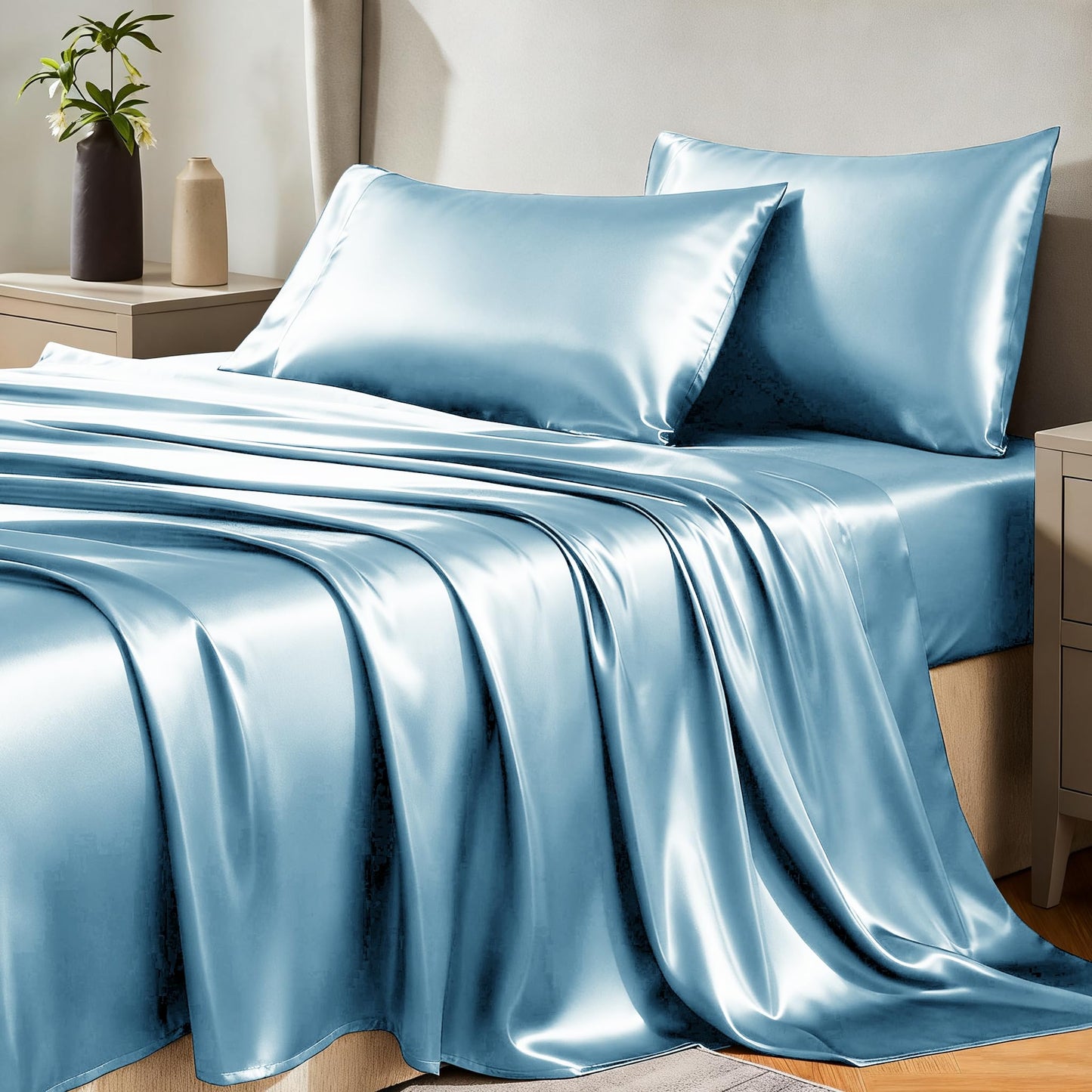 CozyLux Satin Sheet Set — Brown