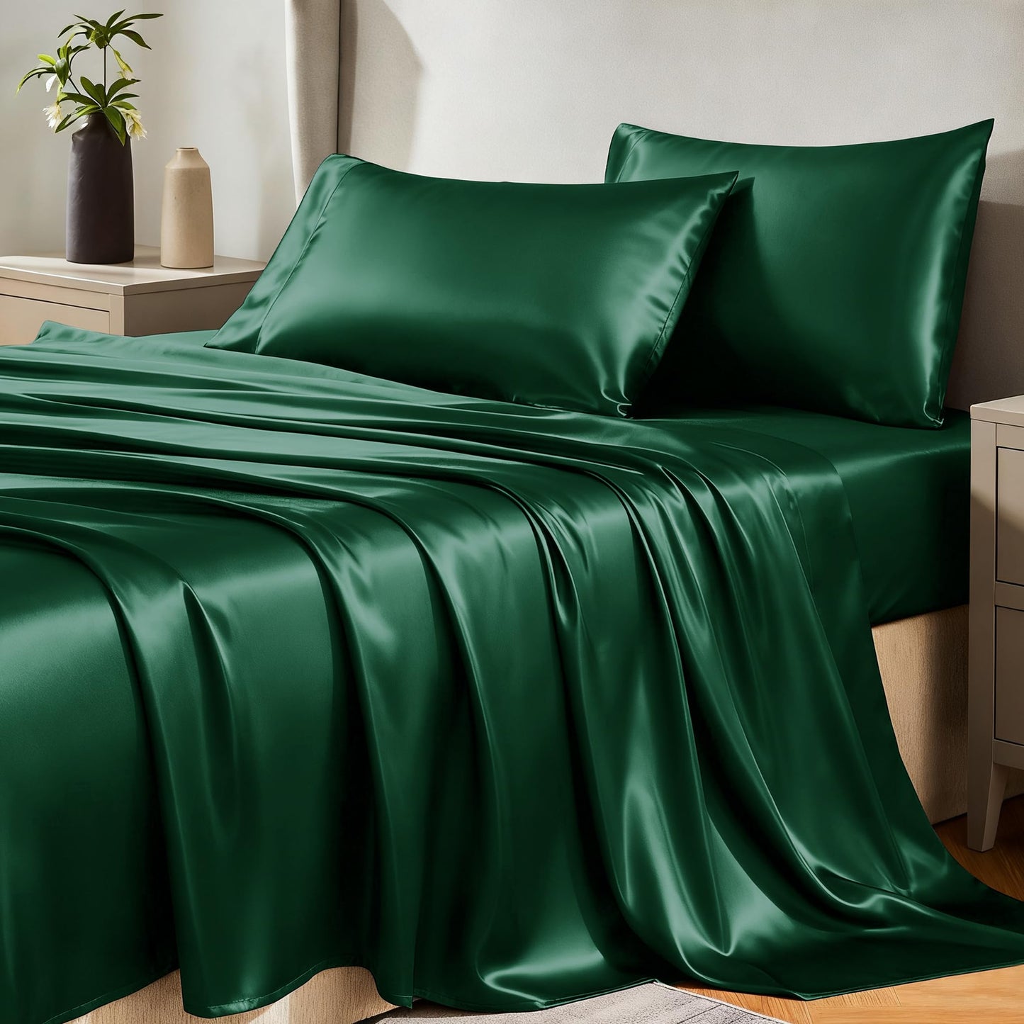 CozyLux Satin Sheet Set — Brown