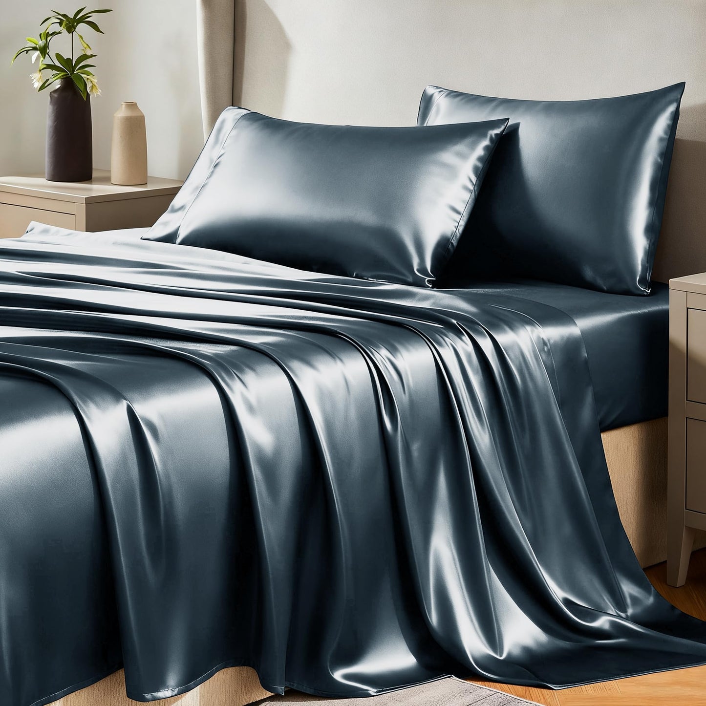 CozyLux Satin Sheet Set — Brown