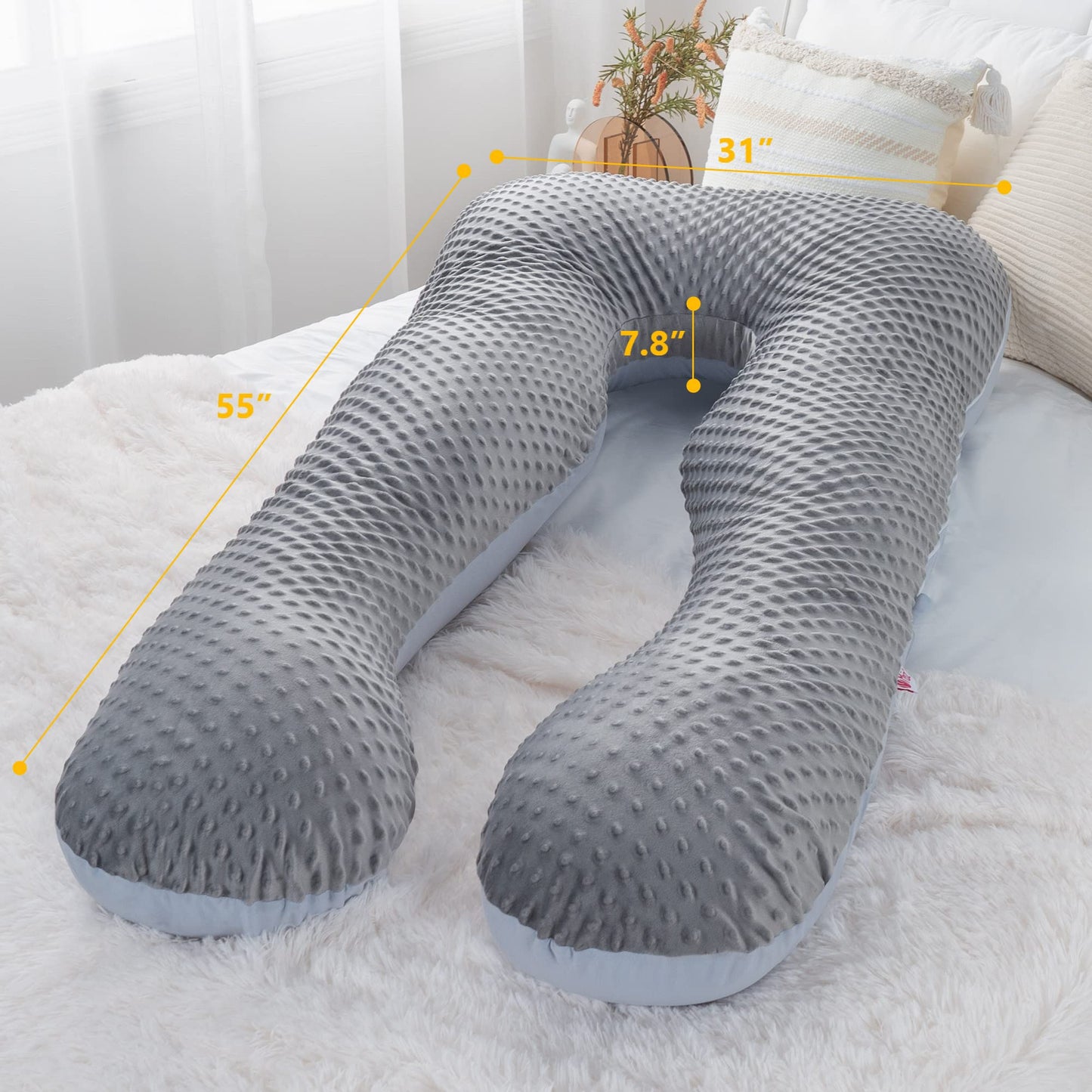 MeiZ Full Body Pregnancy Pillow — Grey