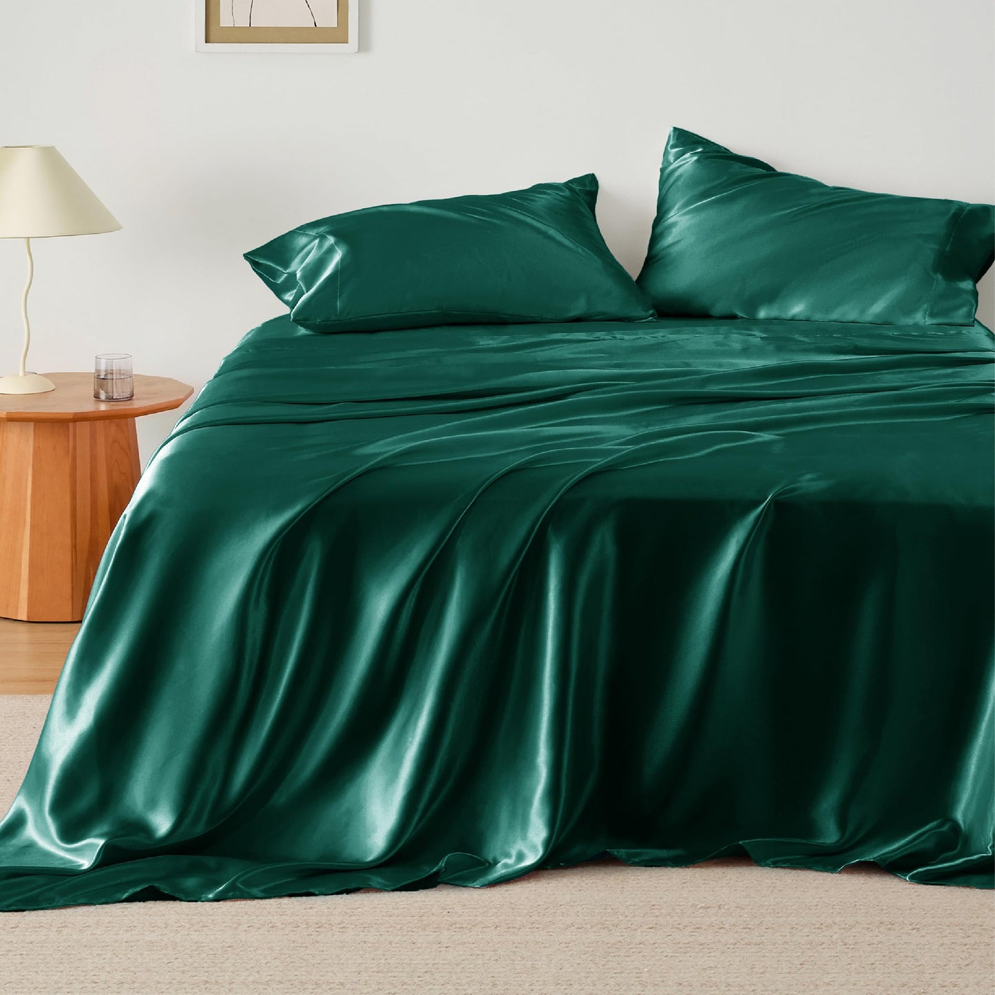 Bedsure Satin Sheet Set — Silver Grey, Queen