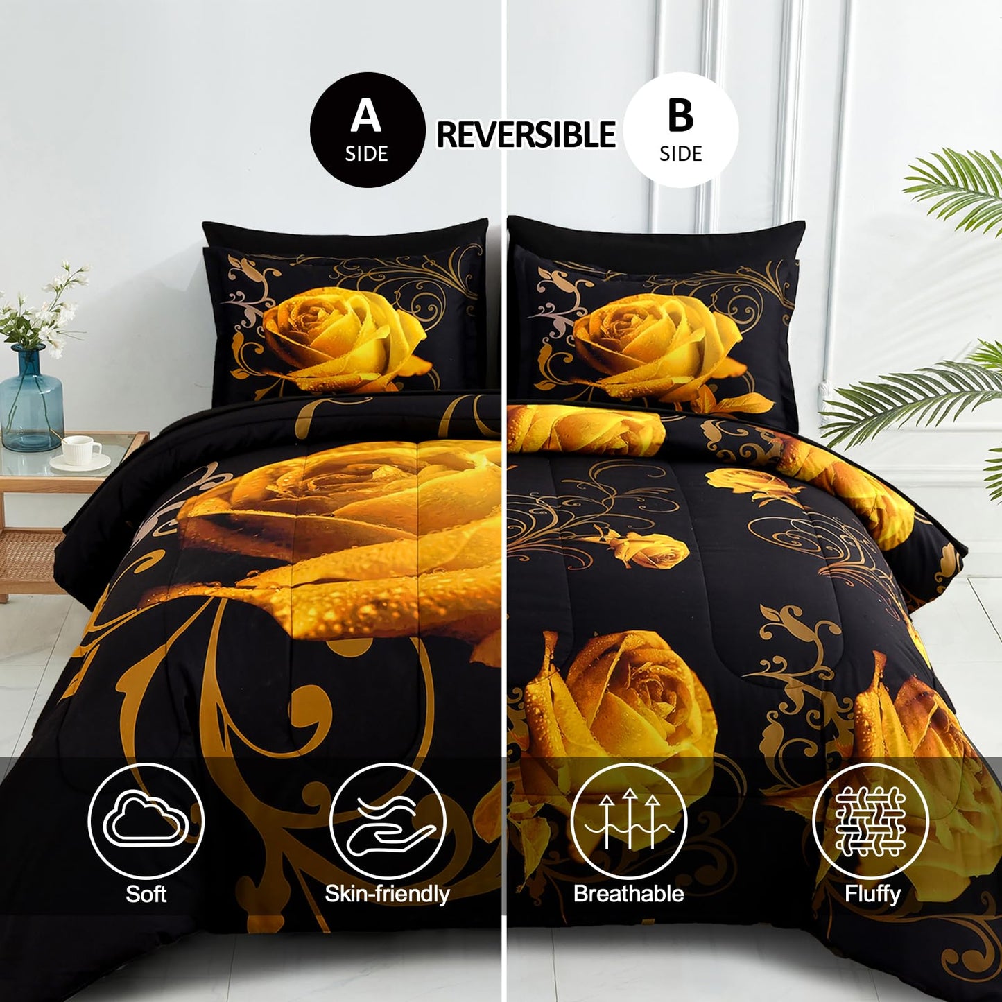 WONGS BEDDING Rose Comforter Set — Red, Queen