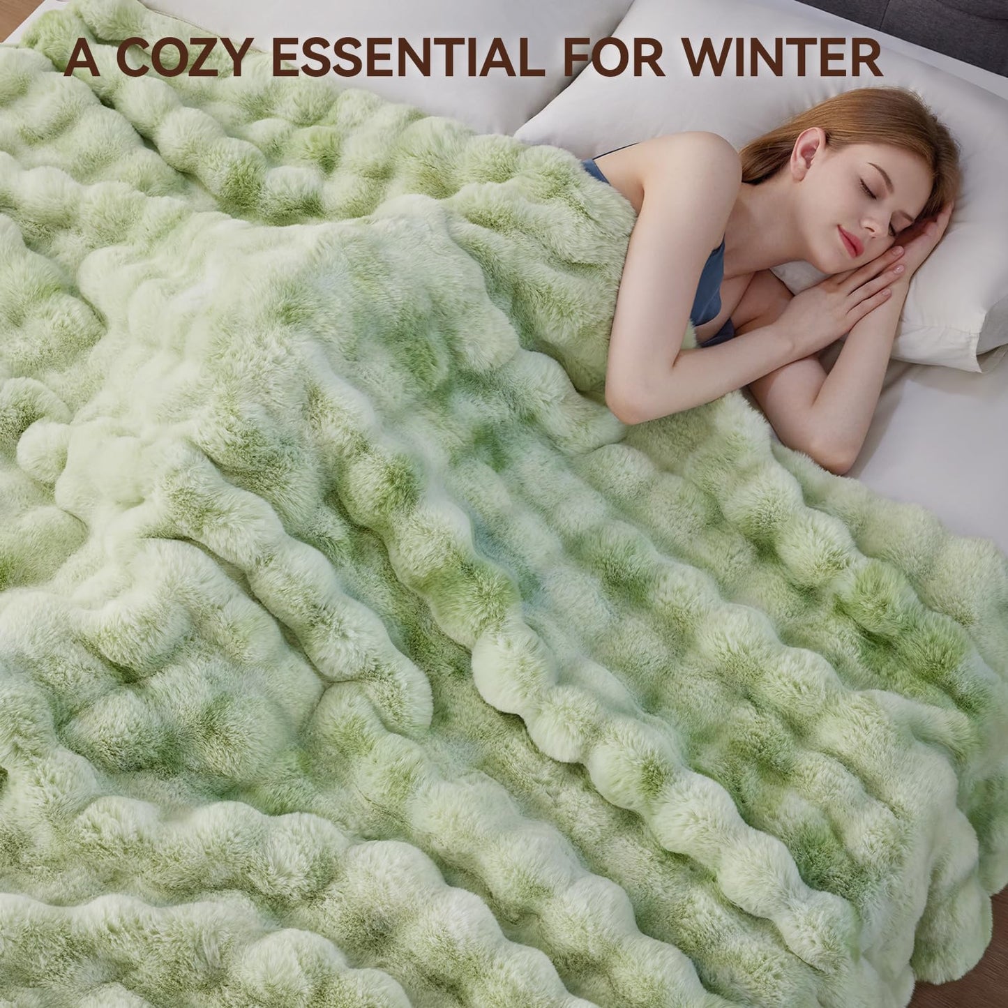Anysay Faux Fur Throw Blanket — Tie-Dye Grey