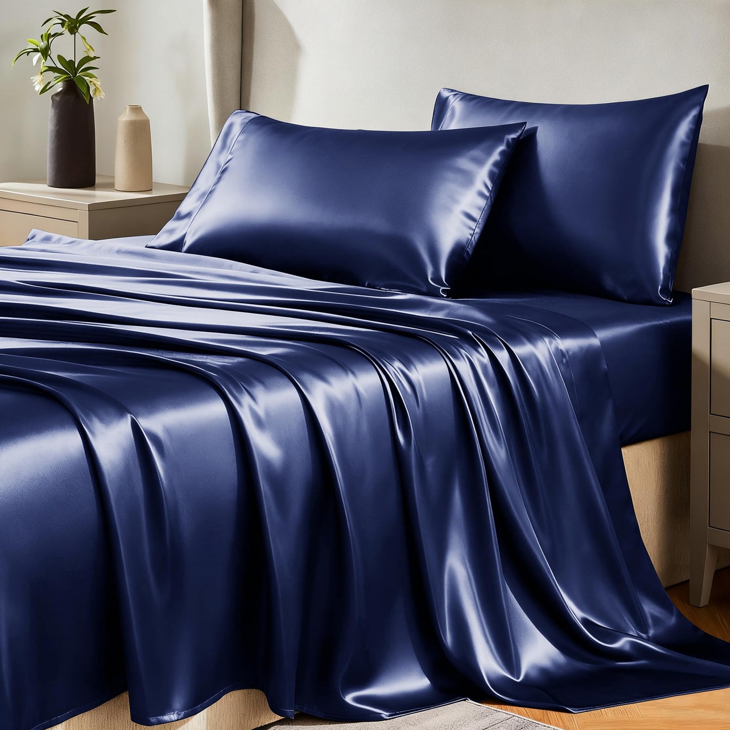 CozyLux Satin Sheet Set — Brown