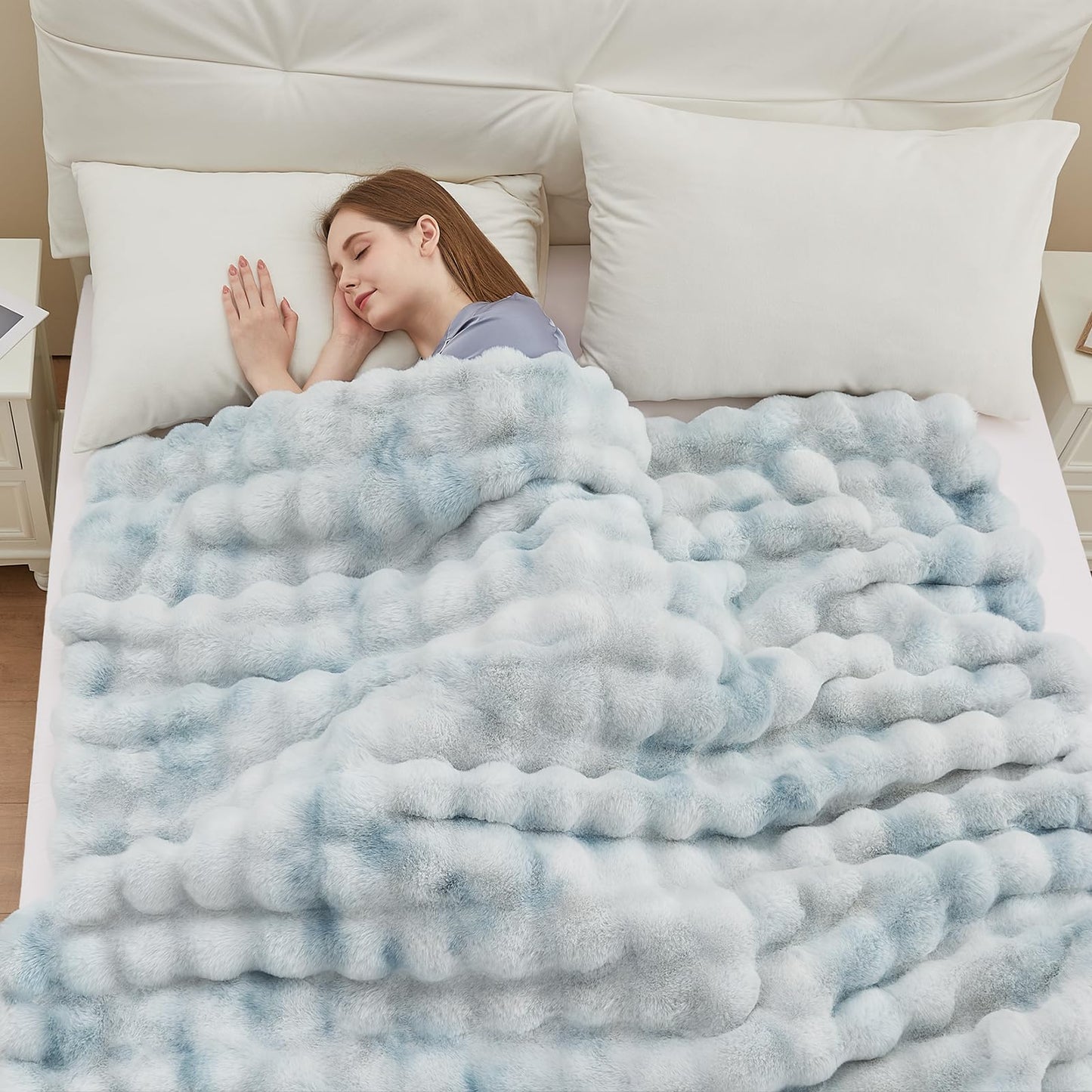 Anysay Faux Fur Throw Blanket — Tie-Dye Grey