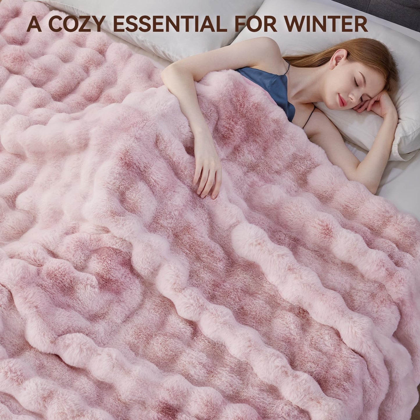 Anysay Faux Fur Throw Blanket — Tie-Dye Grey