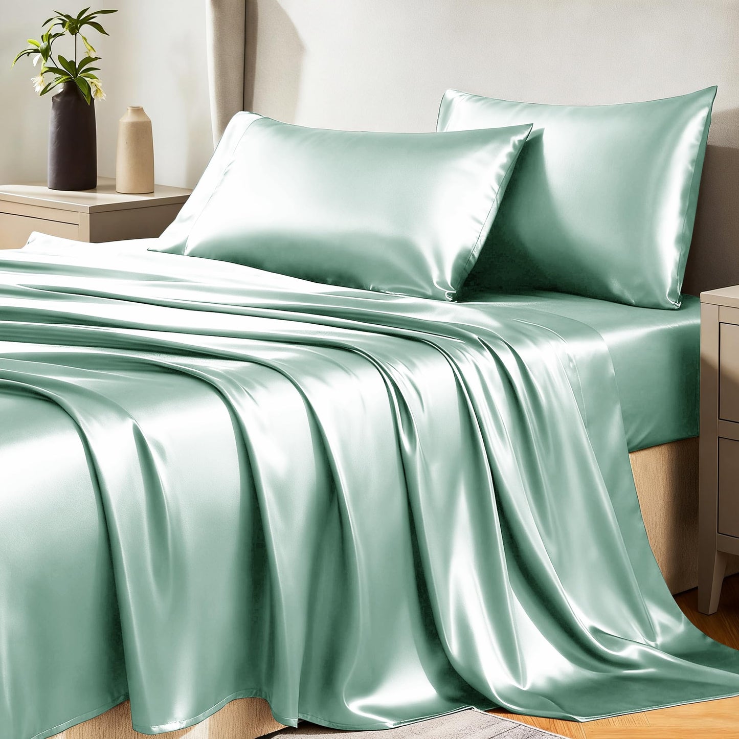 CozyLux Satin Sheet Set — Brown
