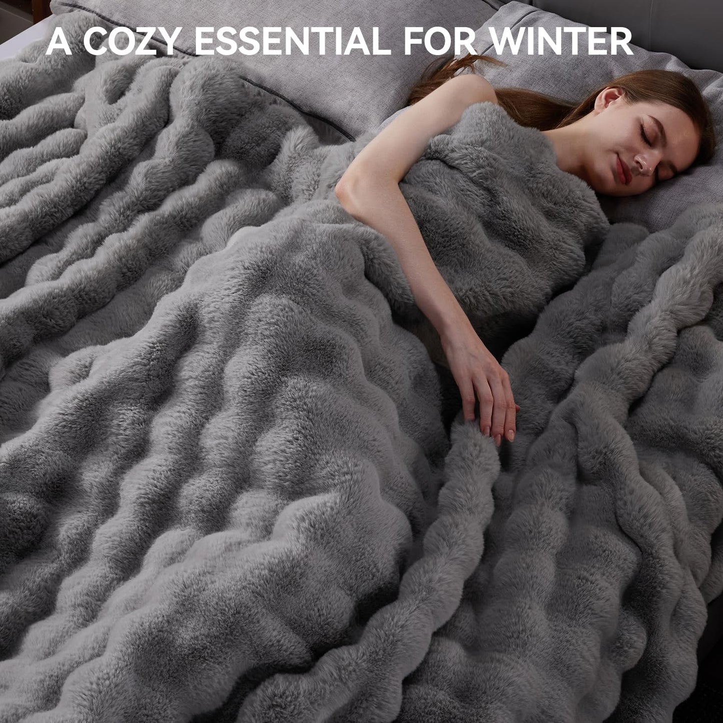 Anysay Faux Fur Throw Blanket — Tie-Dye Grey