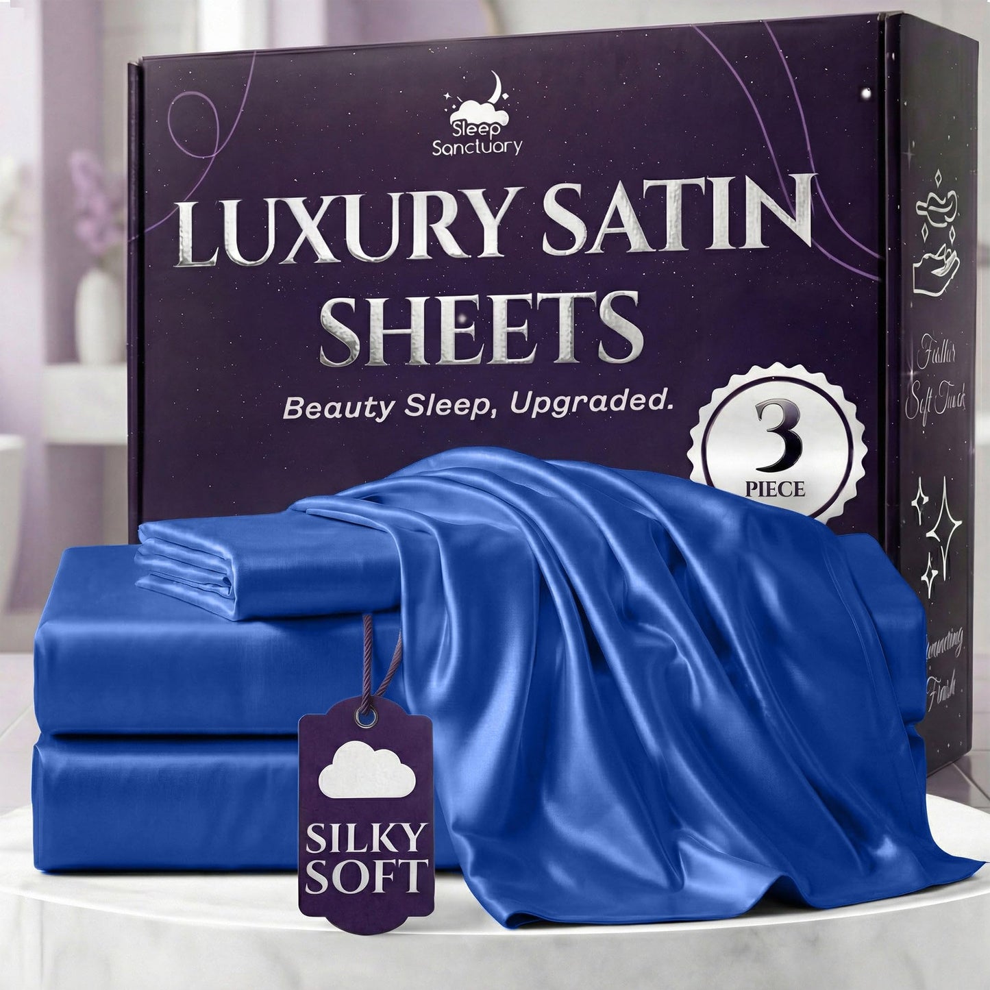 Sleep Sanctuary Satin Sheets — King, Black