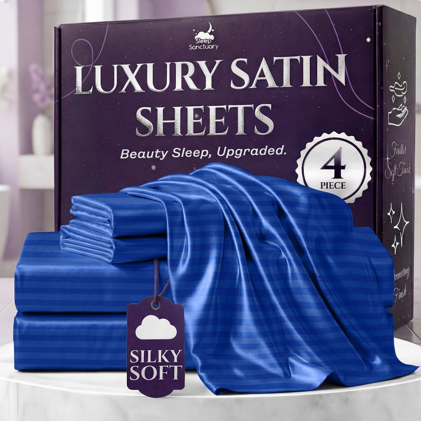 Sleep Sanctuary Satin Sheets — King, Black