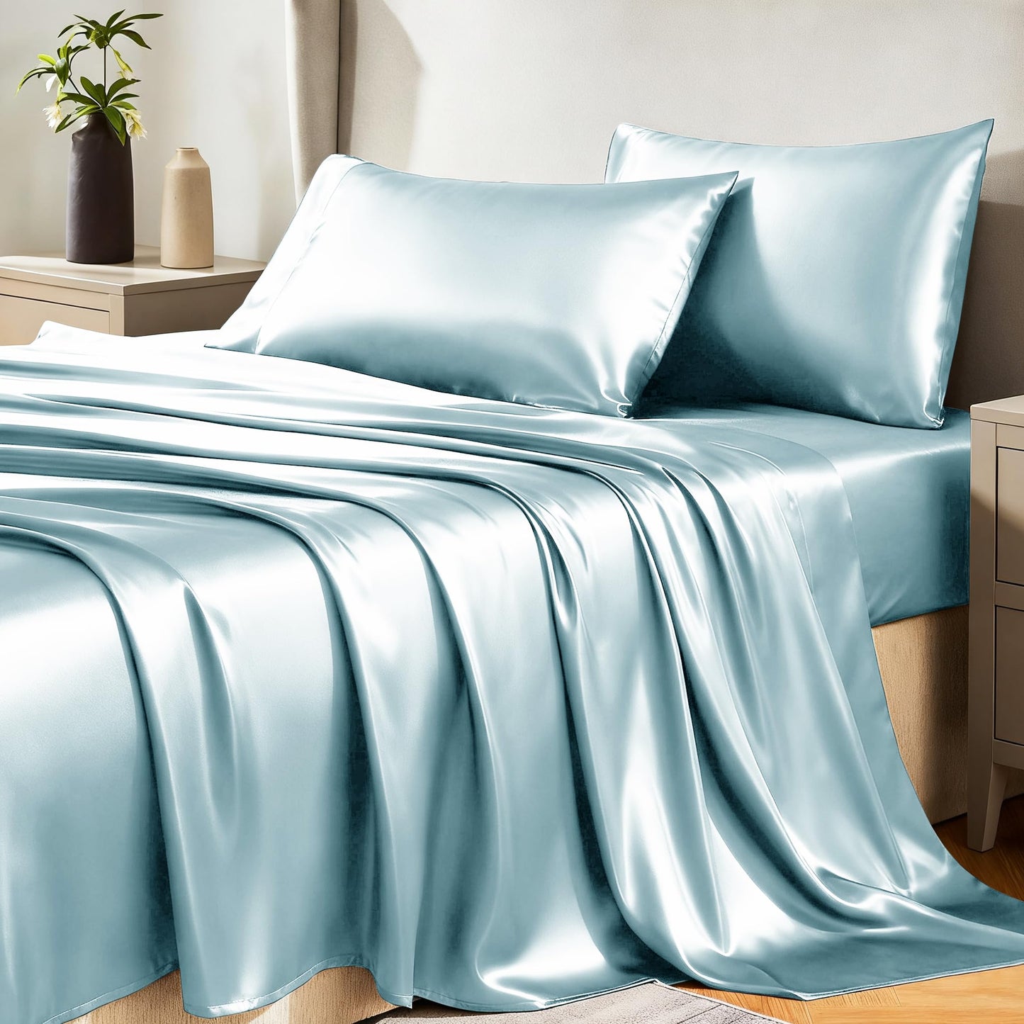 CozyLux Satin Sheet Set — Brown