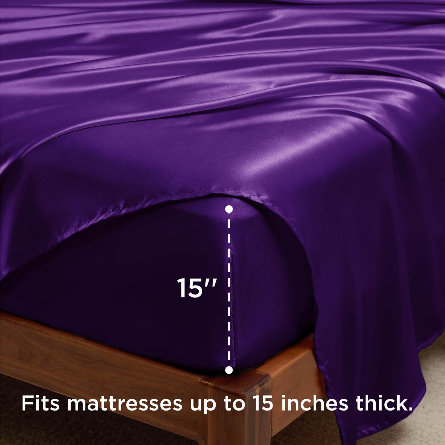 Bedsure Satin Sheet Set — Silver Grey, Queen