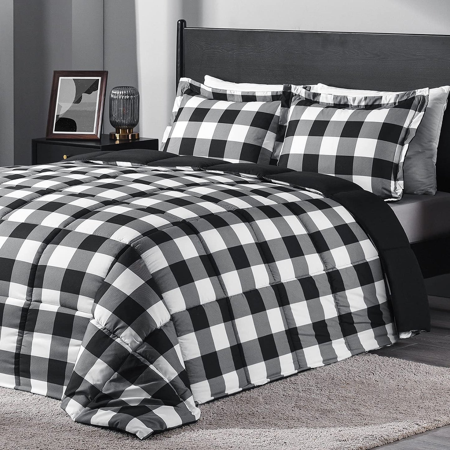 downluxe Comforter Set — Red & Black, King