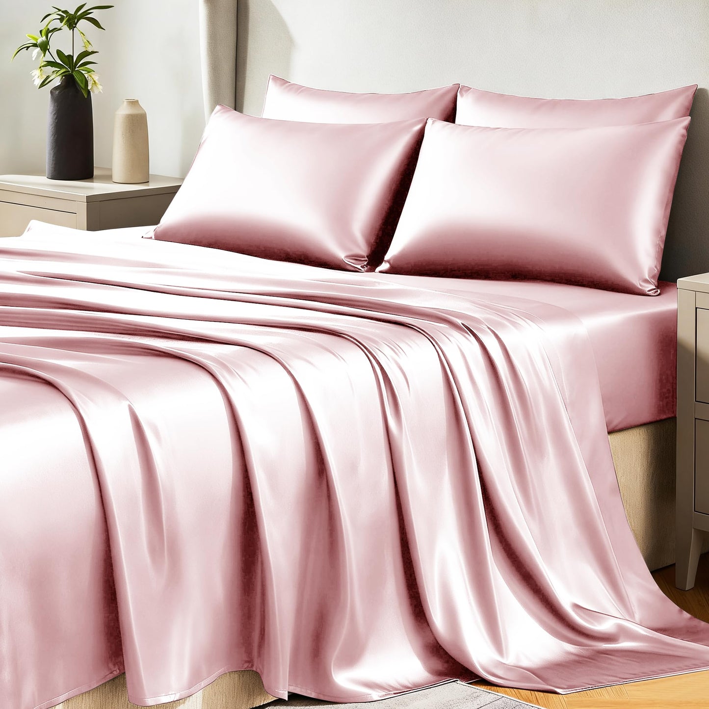 CozyLux Satin Sheet Set — Brown
