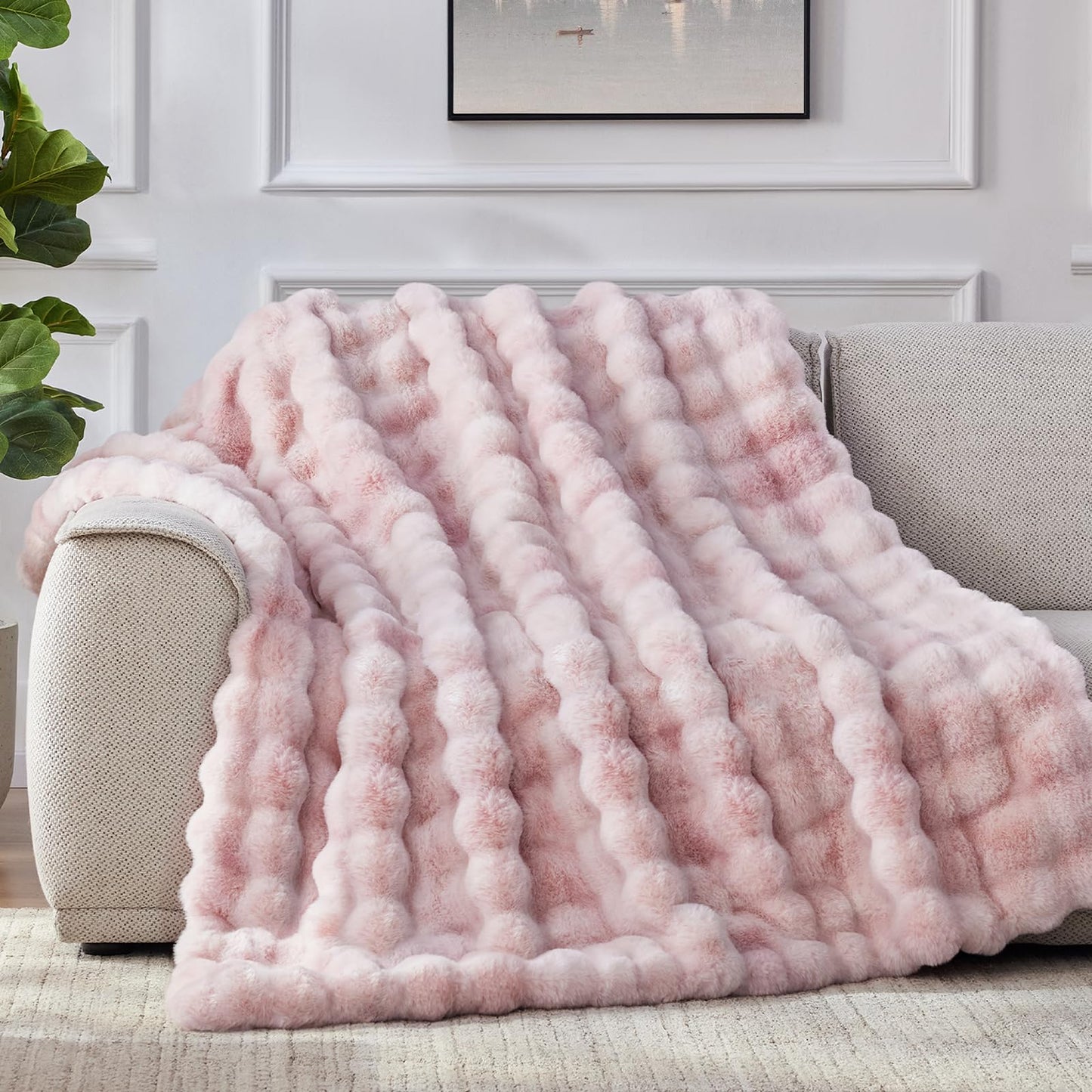Anysay Faux Fur Throw Blanket — Tie-Dye Grey