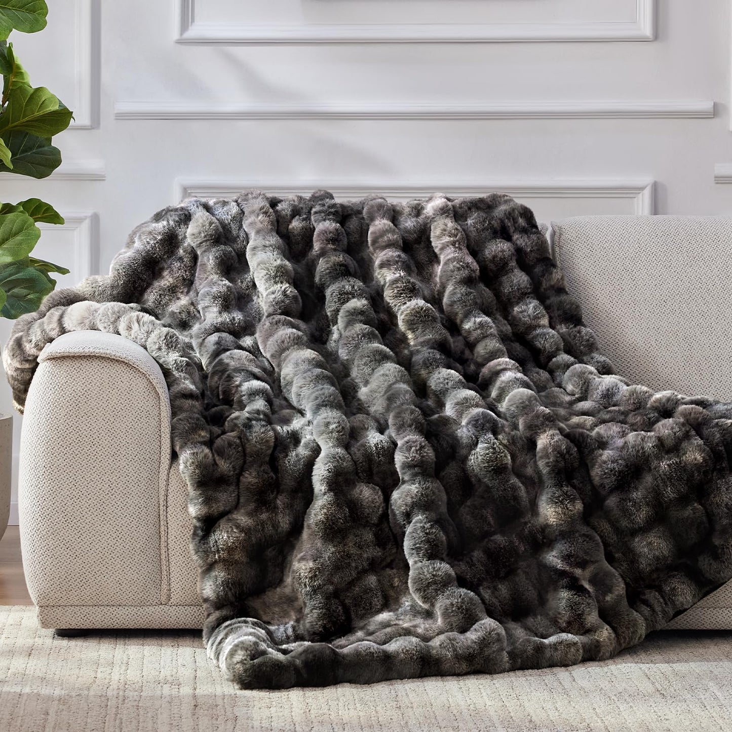 Anysay Faux Fur Throw Blanket — Tie-Dye Grey