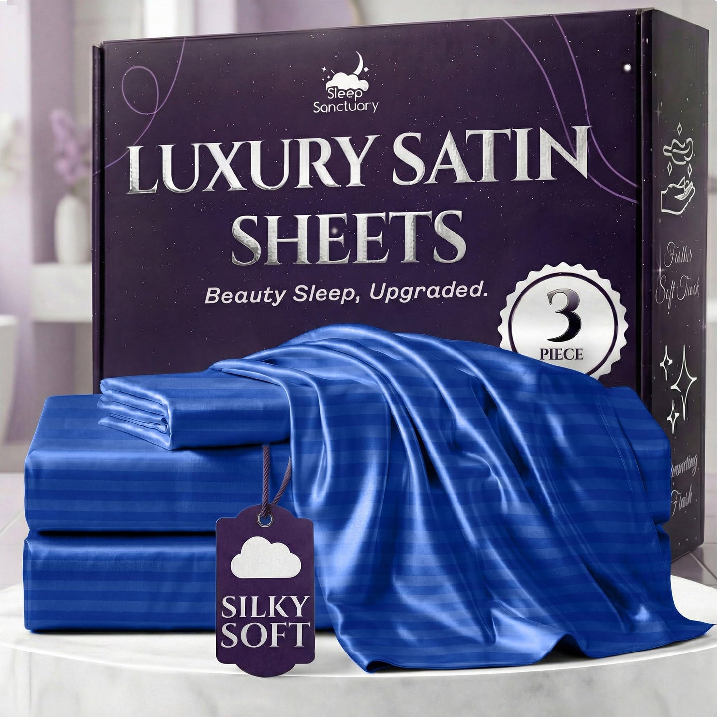 Sleep Sanctuary Satin Sheets — King, Black