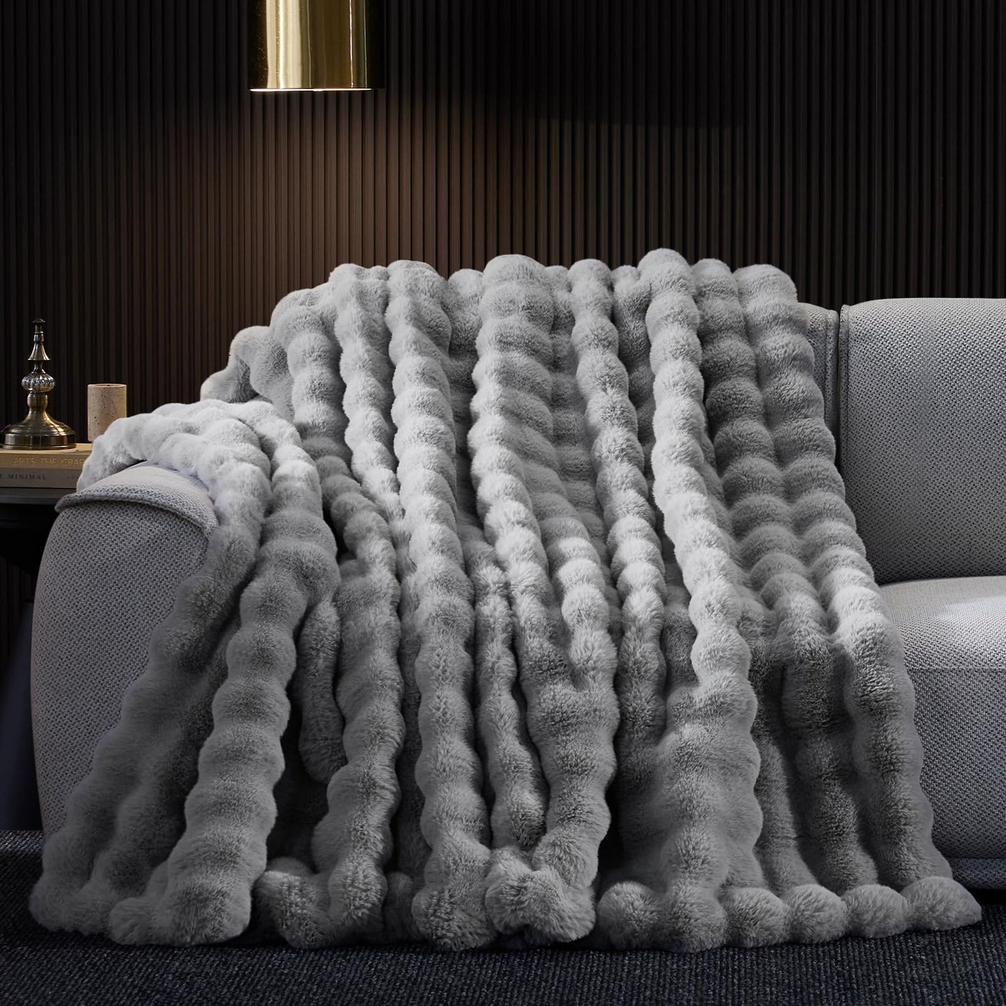 Anysay Faux Fur Throw Blanket — Tie-Dye Grey