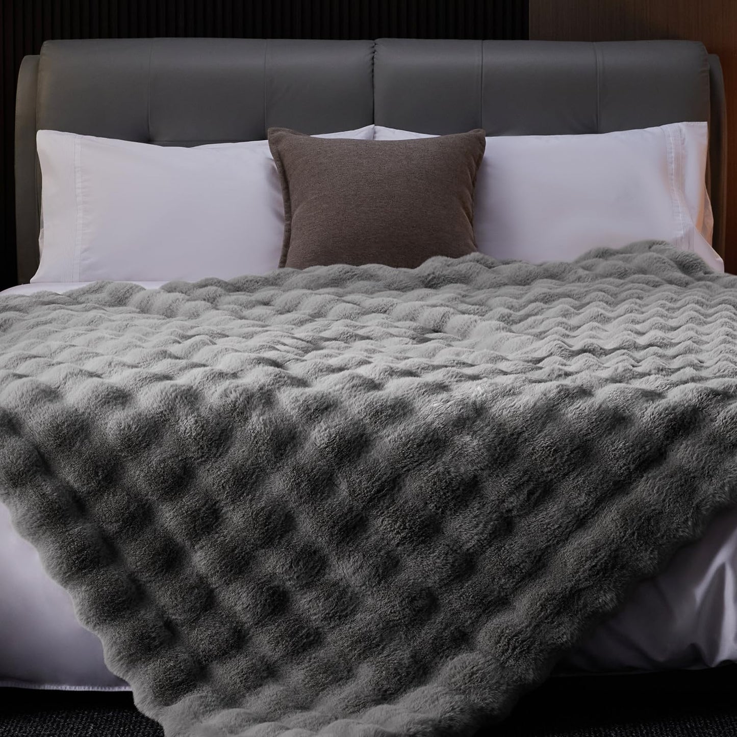 Anysay Faux Fur Throw Blanket — Tie-Dye Grey