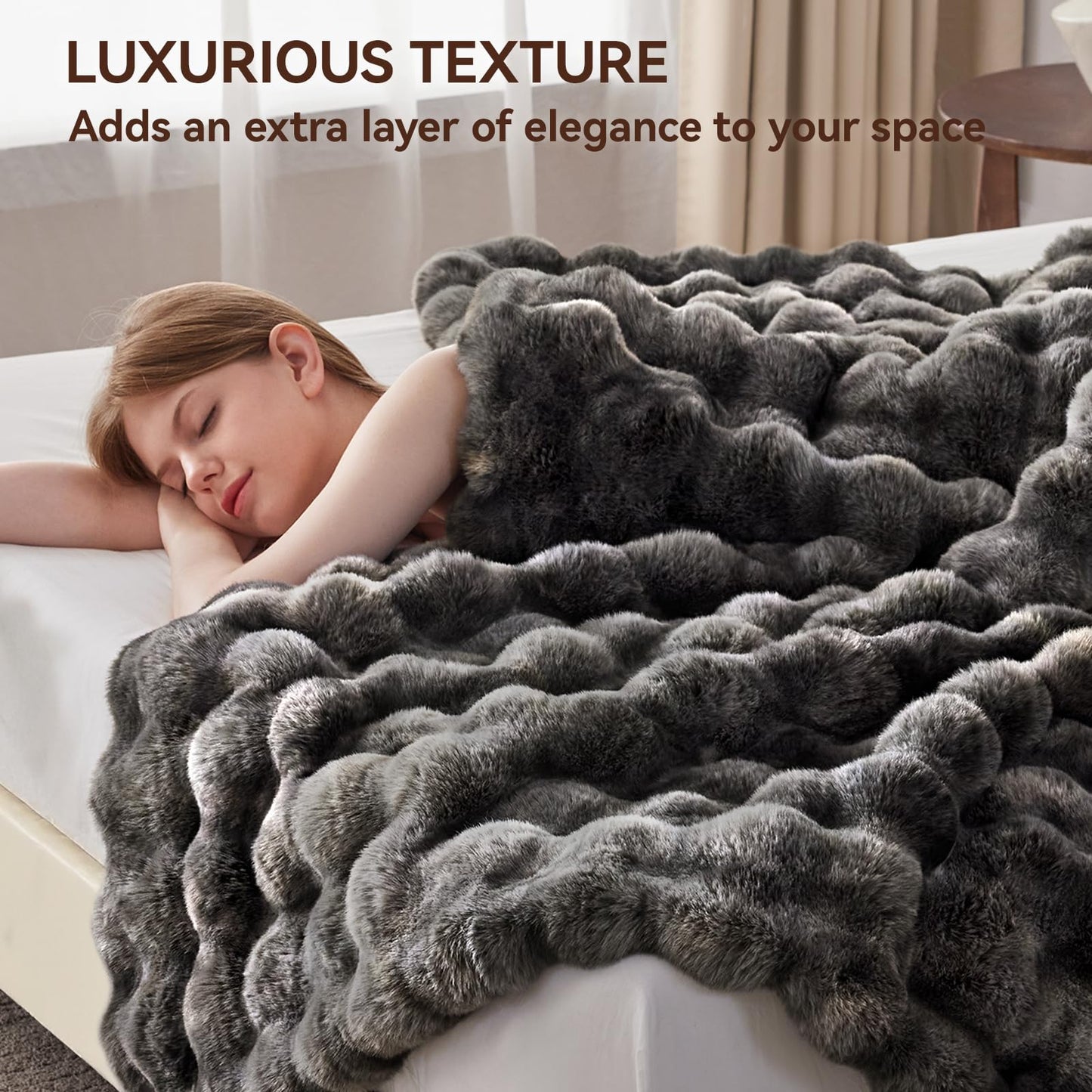 Anysay Faux Fur Throw Blanket — Tie-Dye Grey