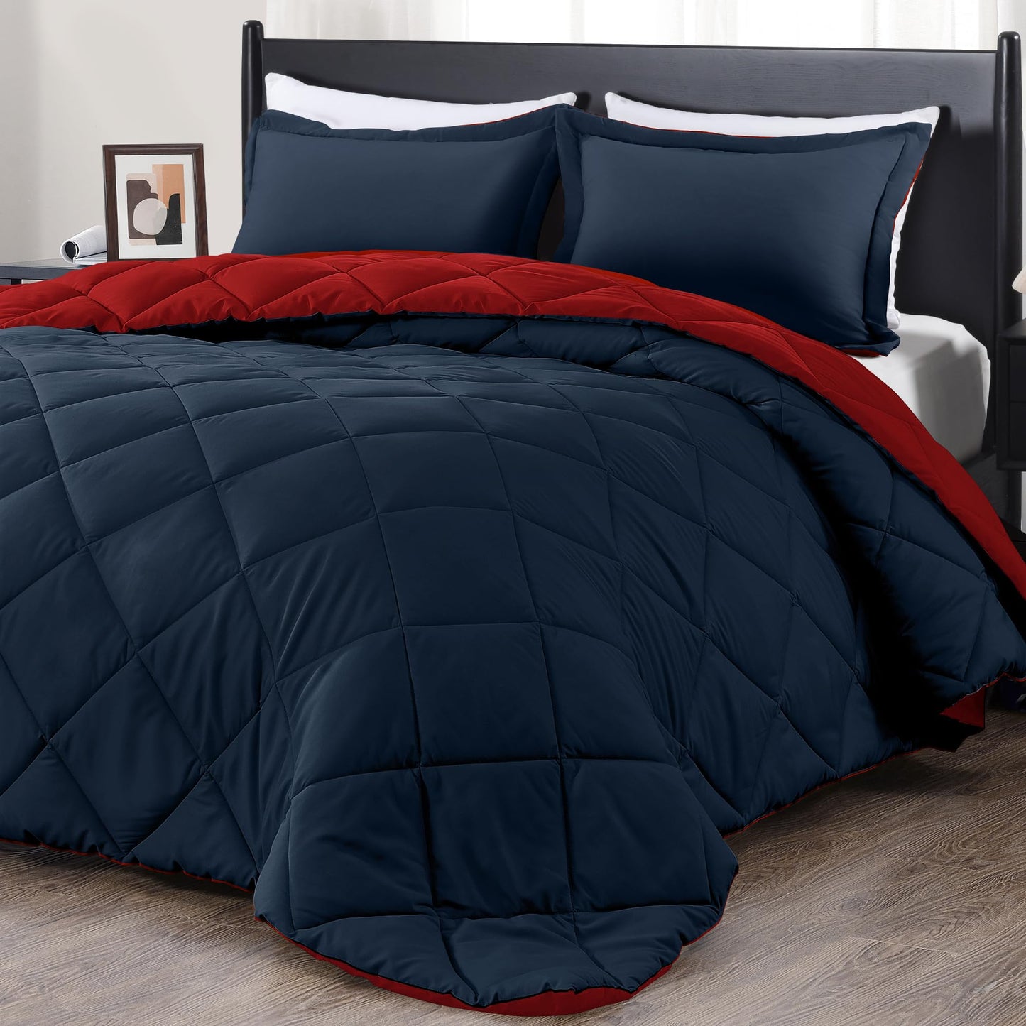 downluxe Comforter Set — Red & Black, King